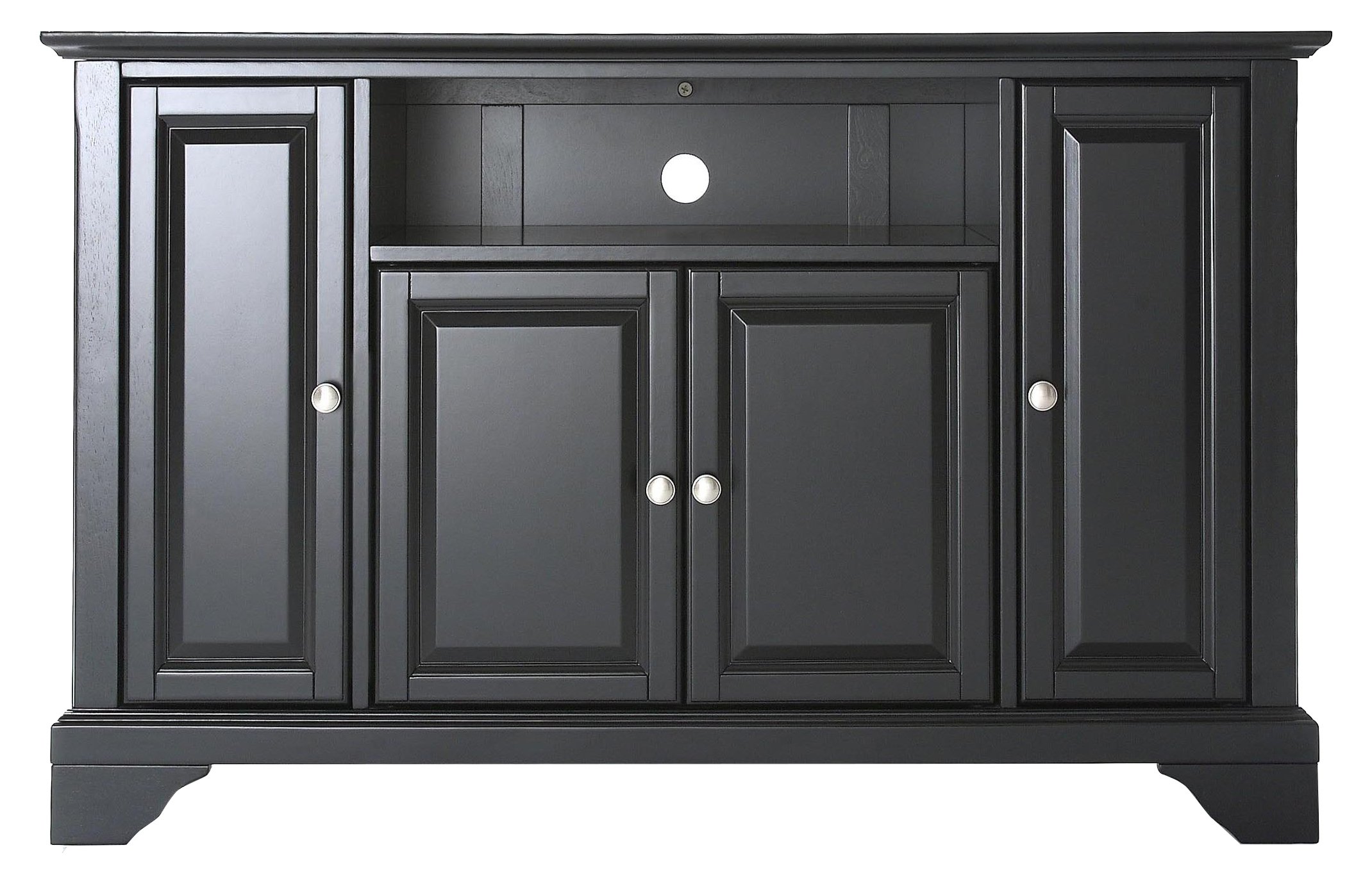 Crosley Lafayette 48-inch TV Stand for Flat Screen - Black Entertainment Center with Storage Shelf | Perfect for Living Room, Bedroom & Home Theater Setup