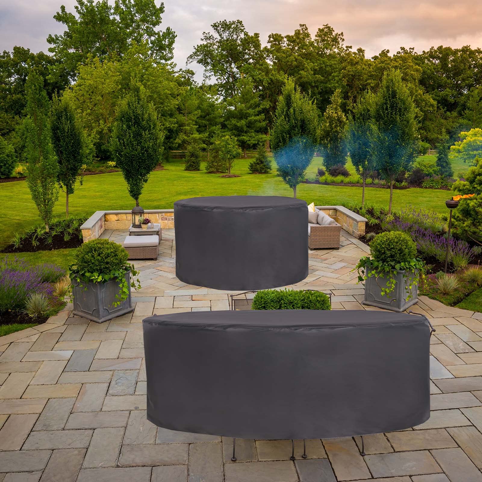 31x23 Inch Waterproof Round Outdoor Table Cover - Heavy Duty 420D UV Resistant & Tear-Resistant Patio Furniture Protection - Perfect for Garden, Deck, and Backyard Use