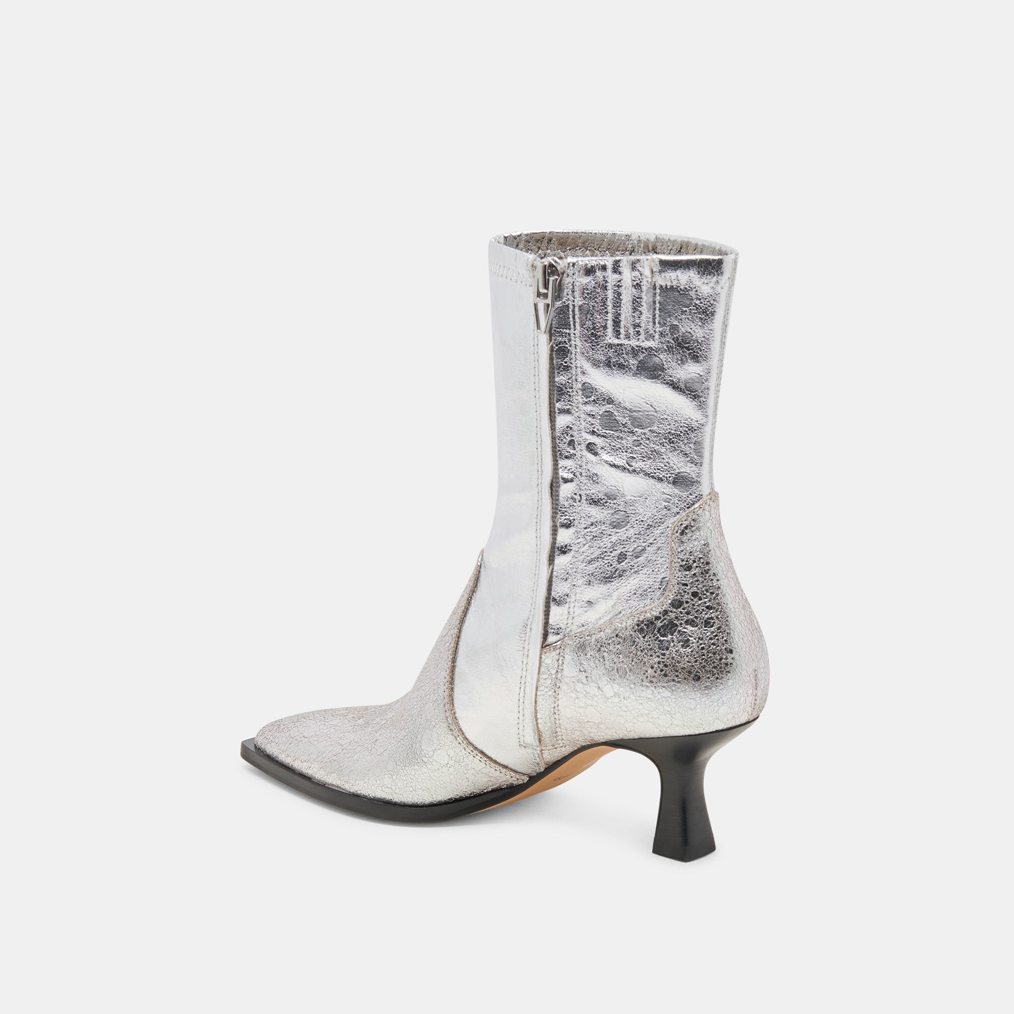 ARYA Wide Calf Boots for Women - Silver Distressed Leather Ankle Boots for Comfort & Style - Perfect for Casual Outfits, Work & Night Out