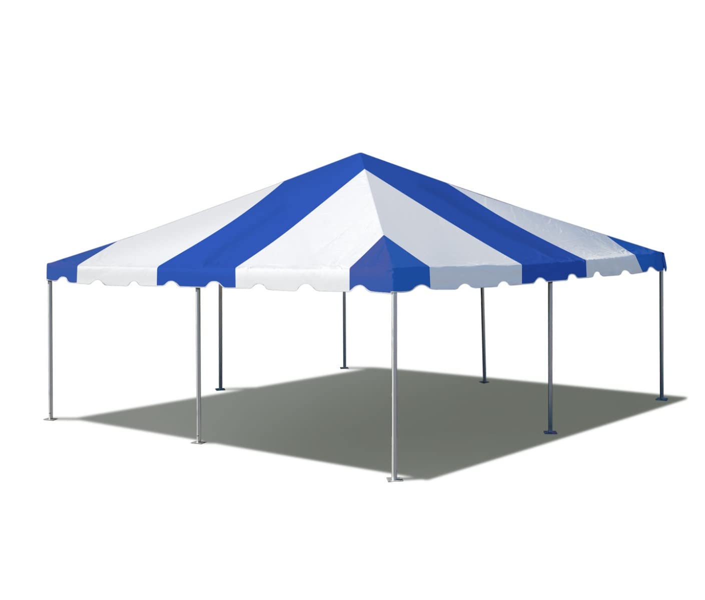 20' x 20' Heavy Duty Waterproof Canopy Tent - Blue/White Commercial Party Tent for 33-80 People | Indoor/Outdoor Frame Canopy for Weddings, Festivals, Farmers Markets & Backyard Gatherings | West Coast Style Waterproof Vinyl Shelter for Events & Vendor Booths