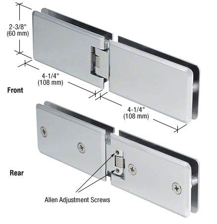 Satin Chrome Adjustable 180-Degree Glass-to-Glass Grande Series Hinge - Perfect for Shower Doors, Cabinet Doors, and Glass Partitions