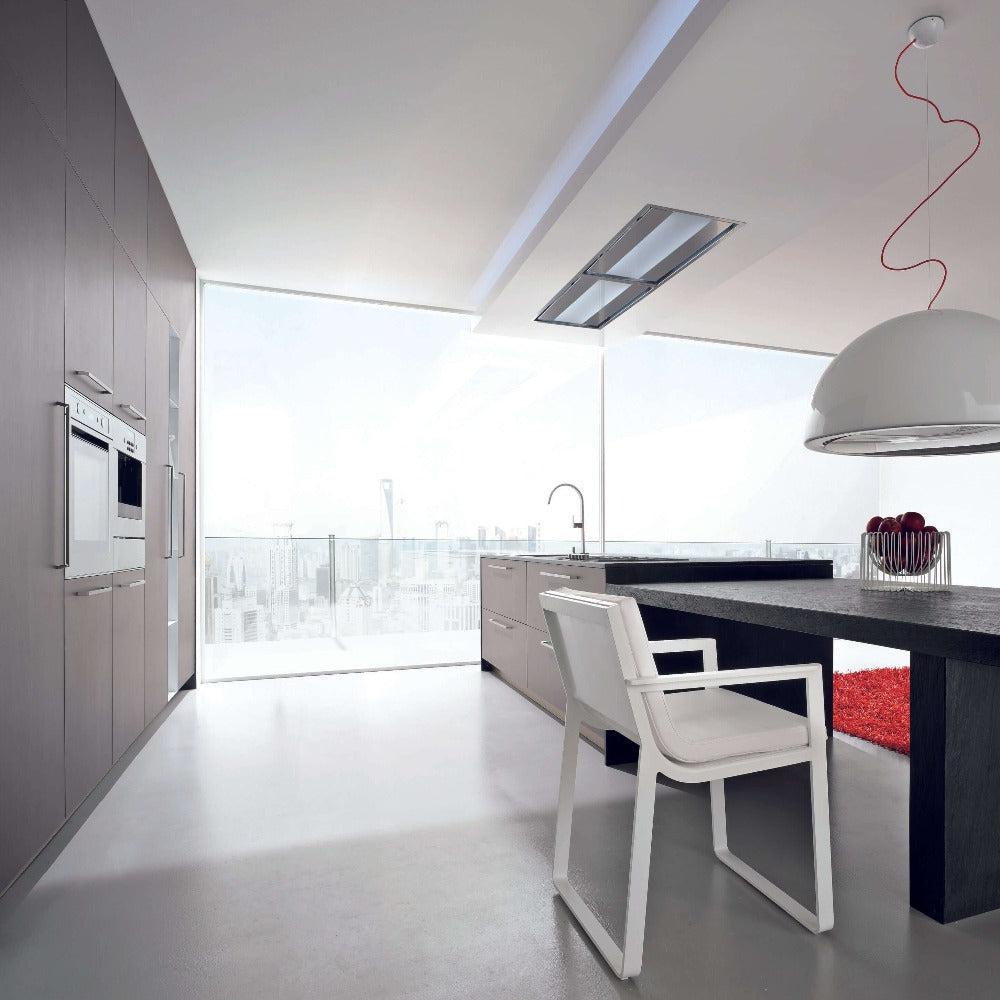 Falmec Nuvola 54 Inch 600 CFM Flush Mount Ceiling Range Hood - Stainless Steel with Color Options - Powerful Kitchen Ventilation for Smoke & Odor Removal - Perfect for Modern Open-Concept Kitchens & Cooking Areas
