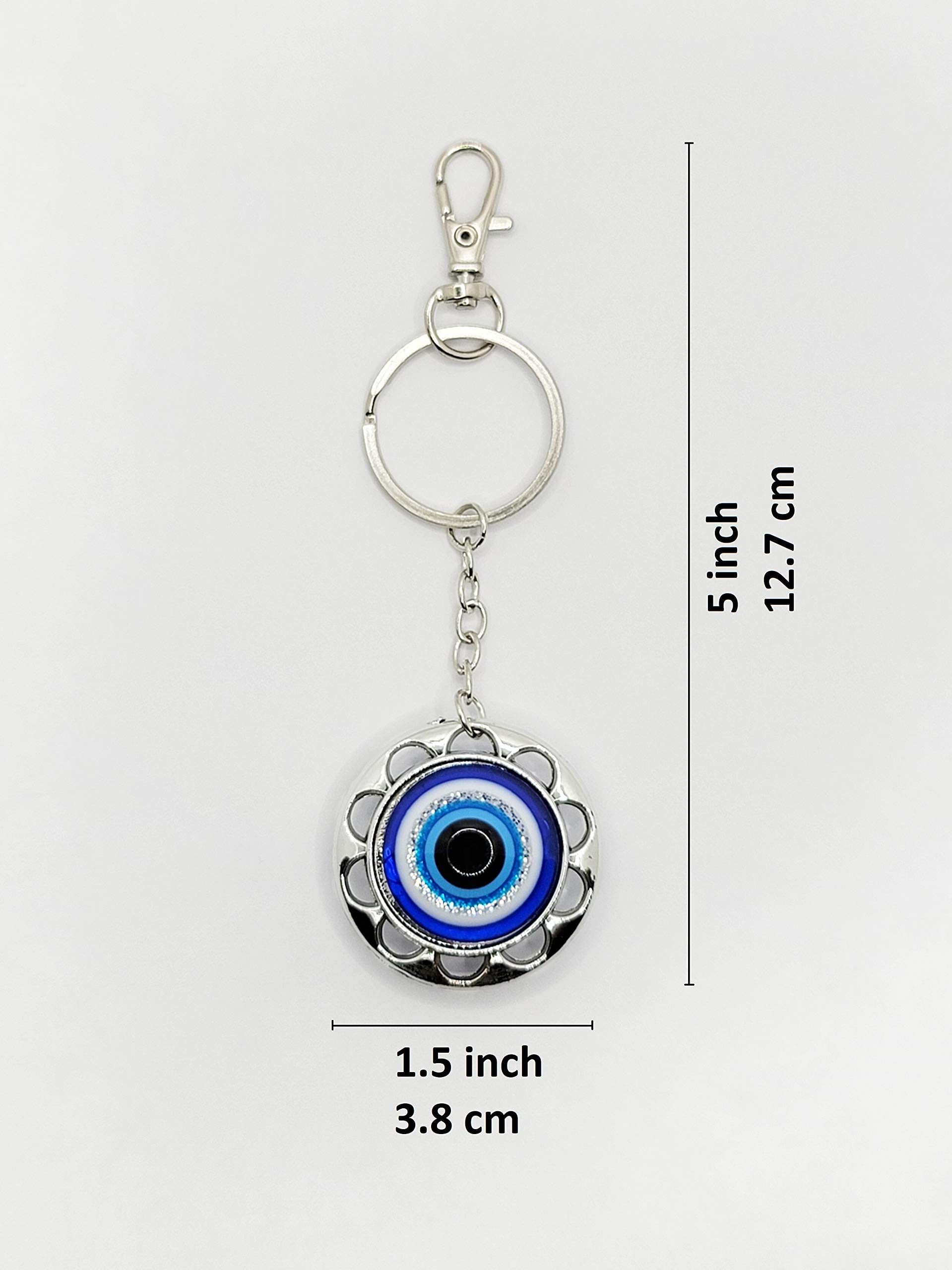 LUCKBOOSTIUM Evil Eye Charm Flower Clasp - Blue, White, Black Protection Amulet for Good Luck & Blessings - 1.5