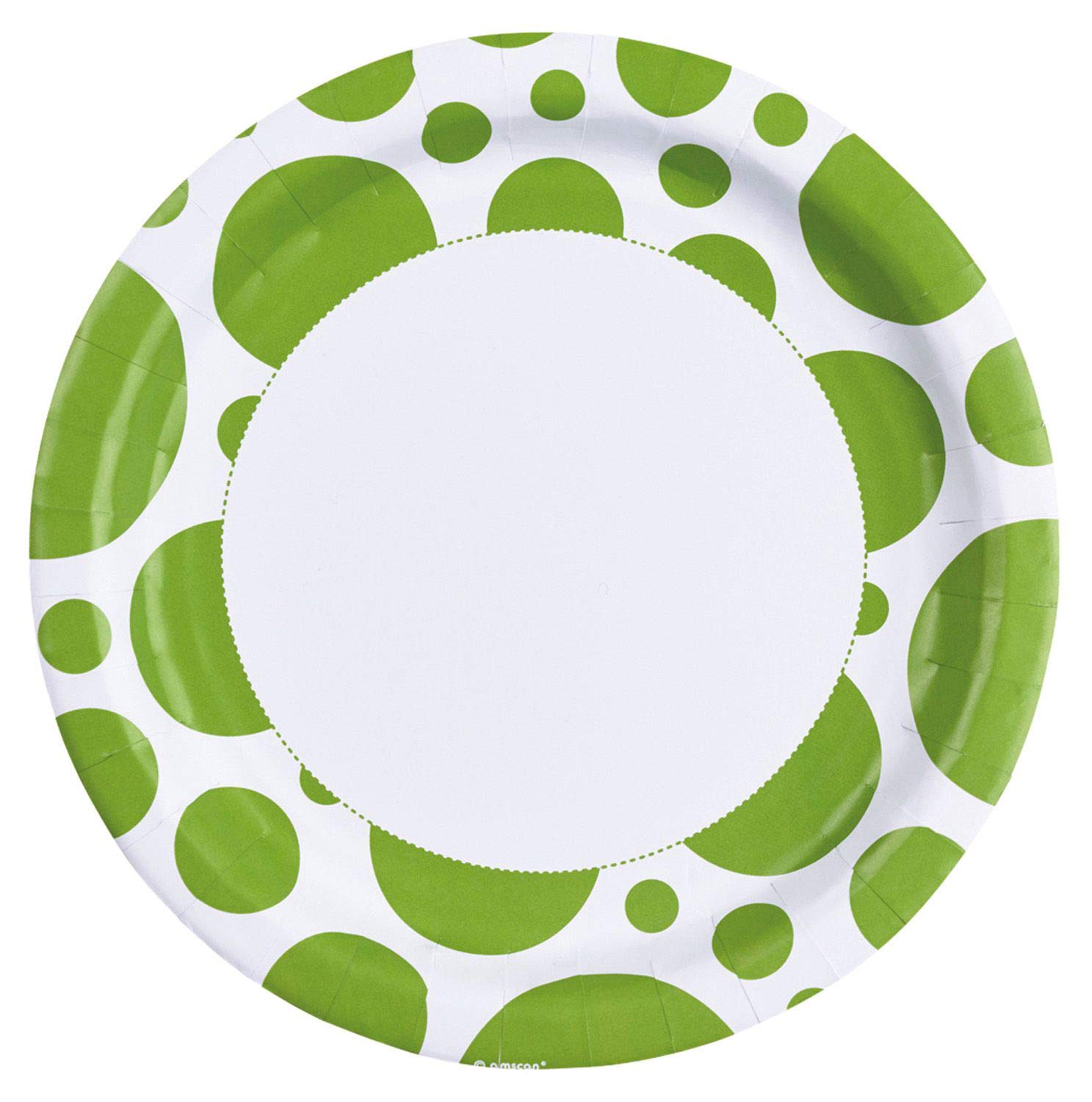 Amscan Kiwi Green Dots Paper Plates 23cm (9 Inch) - Eco-Friendly Disposable Party Plates for Birthdays, Picnics & Outdoor Events