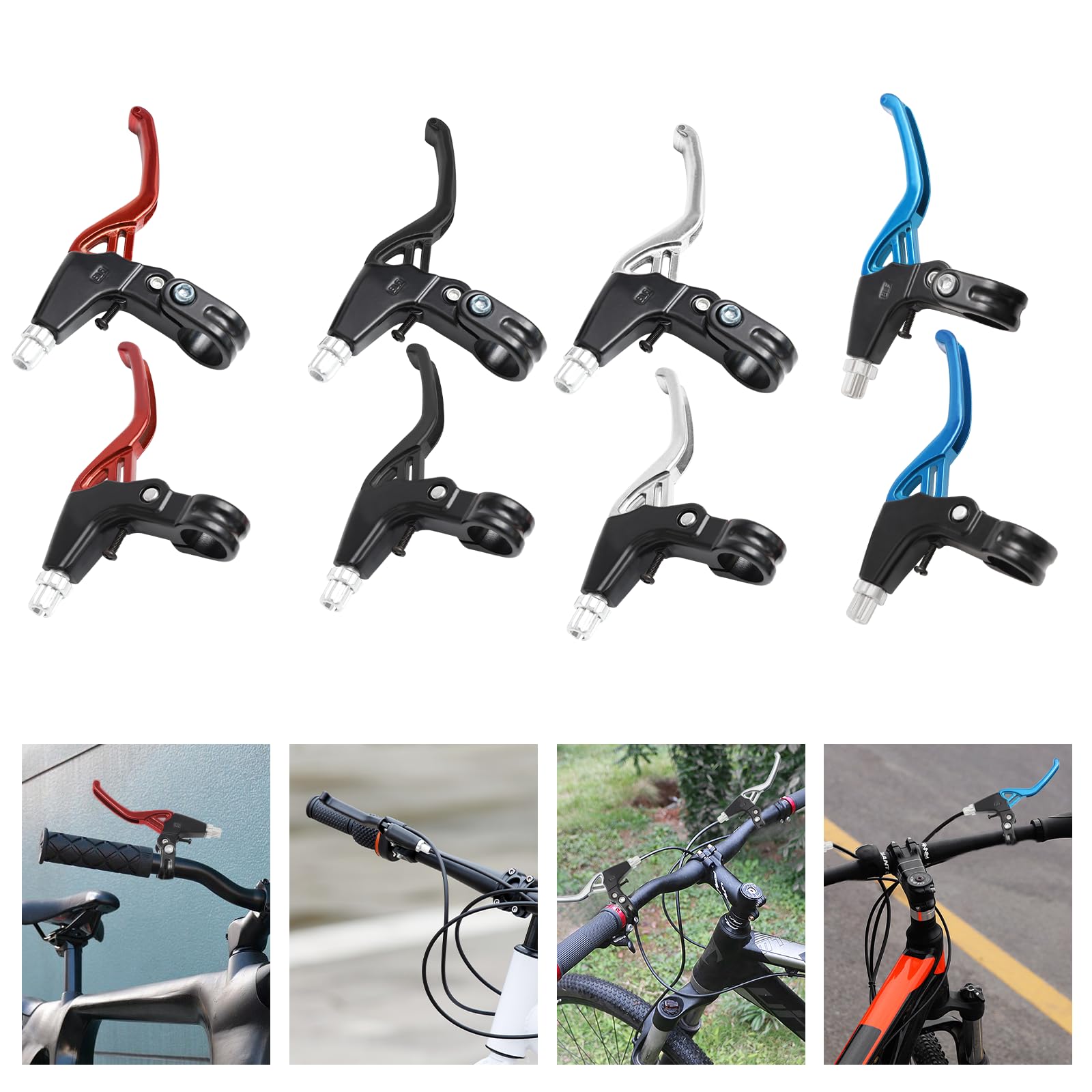 Universal Full Aluminum Alloy Bicycle Brake Levers - 1 Pair for Road Bike, MTB, BMX & Mountain Cycling | Lightweight & Durable Brake Handles for Smooth Stopping | Perfect for Commuting, Trail Riding & Urban Cycling (Red)