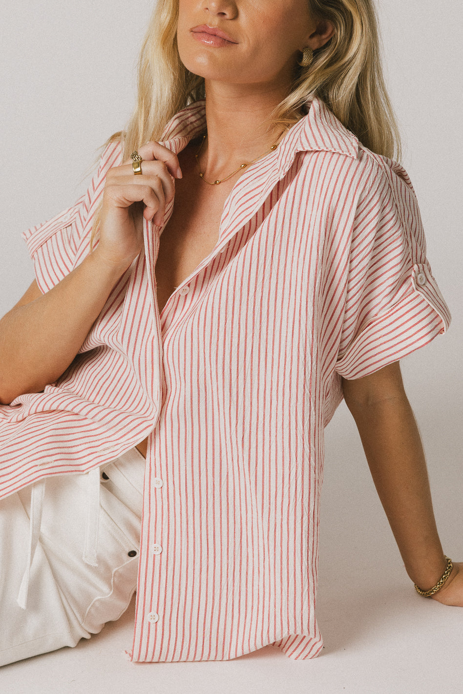Douglas Striped Button Up Shirt for Men - Red Casual Long Sleeve Shirt | Perfect for Office, Date Night & Weekend Outfits