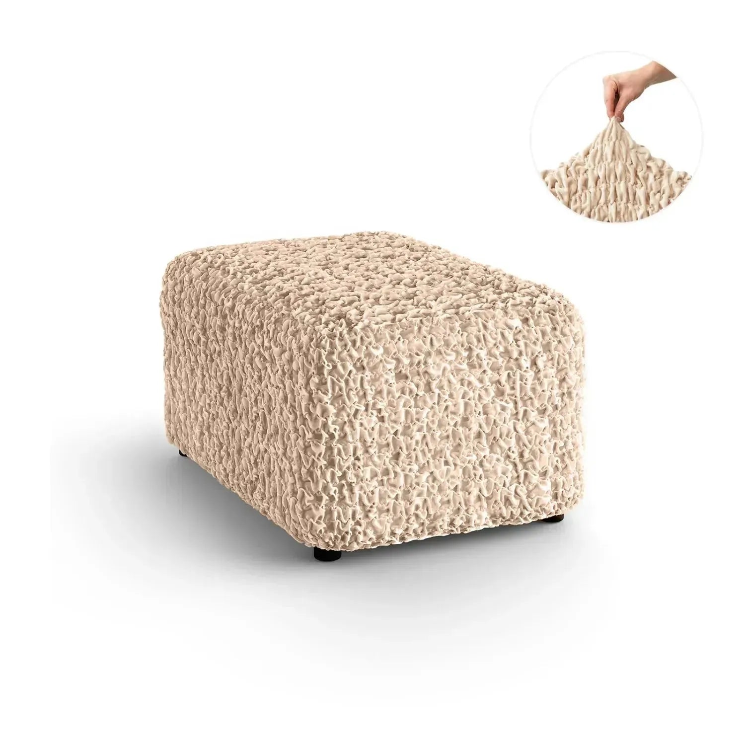 Fuco Velvet Ottoman Slipcover (Medium) - Soft Stretch Furniture Cover for Living Room, Bedroom & Office Decor