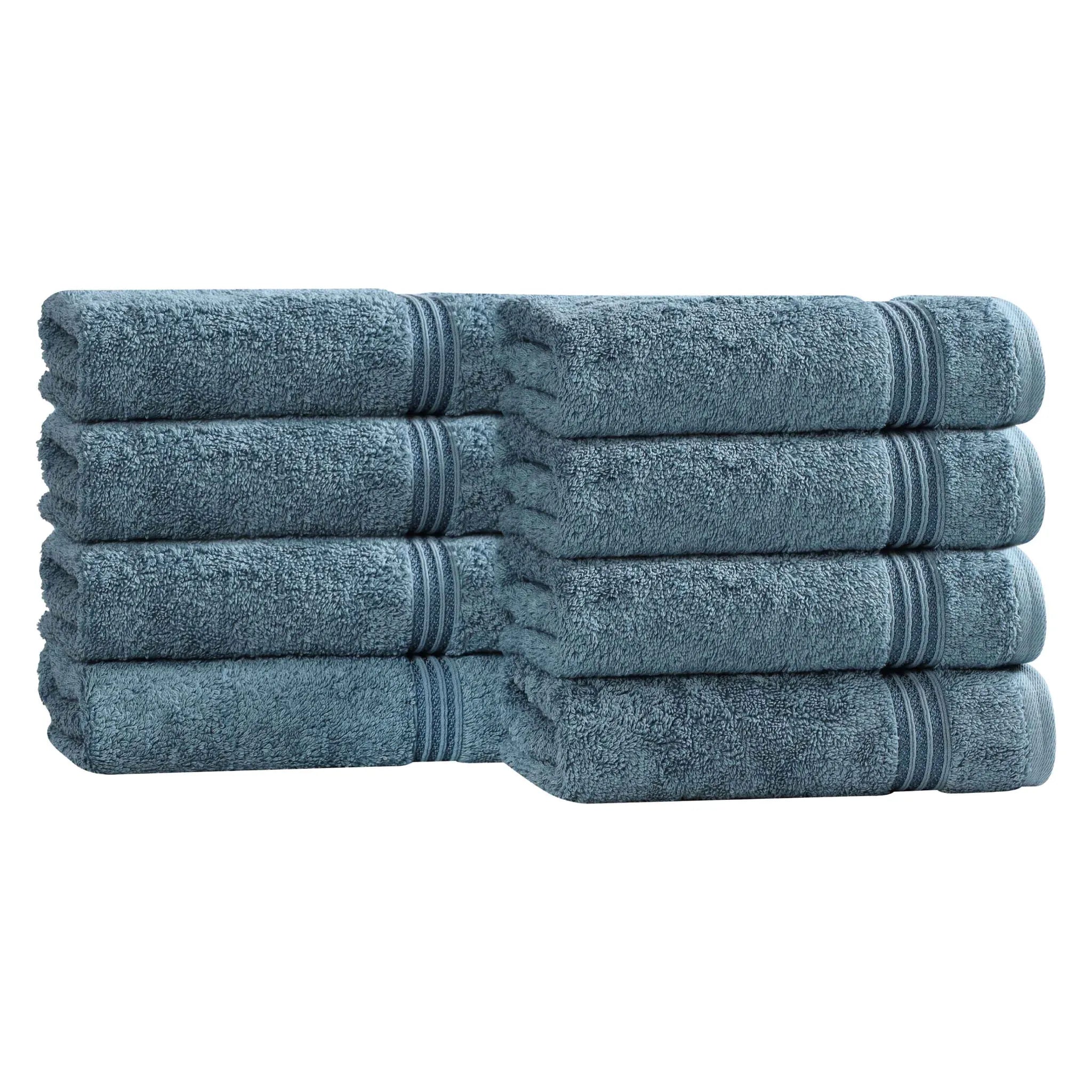 Premium 100% Egyptian Cotton Plush Hand Towels - Ultra Soft & Absorbent Bath Towel Set of 8 for Bathroom, Kitchen & Spa Luxury (24x16 Inches)