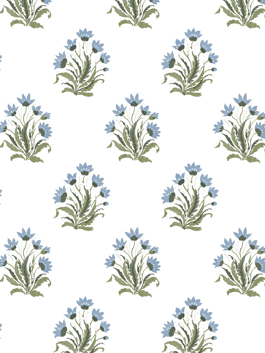 Nathan Turner Blue Green Hillhouse Block Print Small Wallpaper - Perfect for Bedroom, Living Room & Home Decor