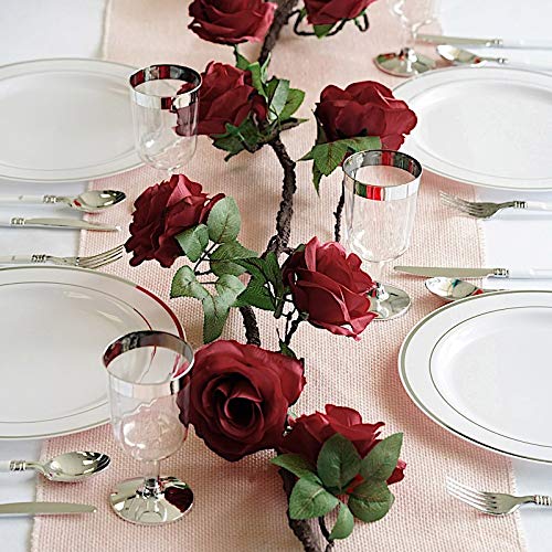 6ft Silk Rose Flower Garland with Leaves - Elegant Wedding Centerpiece, Party Decor, Bouquet Arrangement for Wholesale (Perfect for Weddings, Baby Showers & Home Decoration)