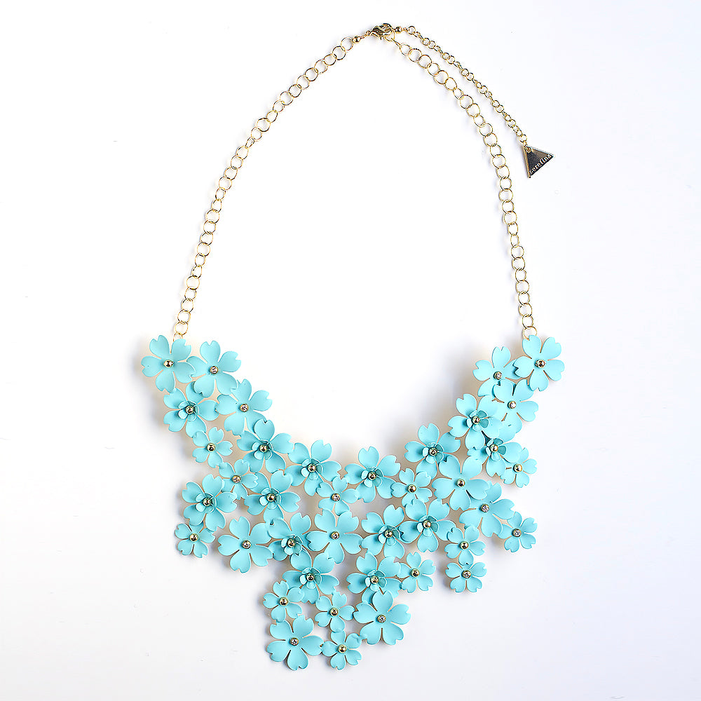 Elegant Turquoise Floral Statement Bib Necklace for Women | Bold Fashion Jewelry for Parties, Weddings & Special Occasions