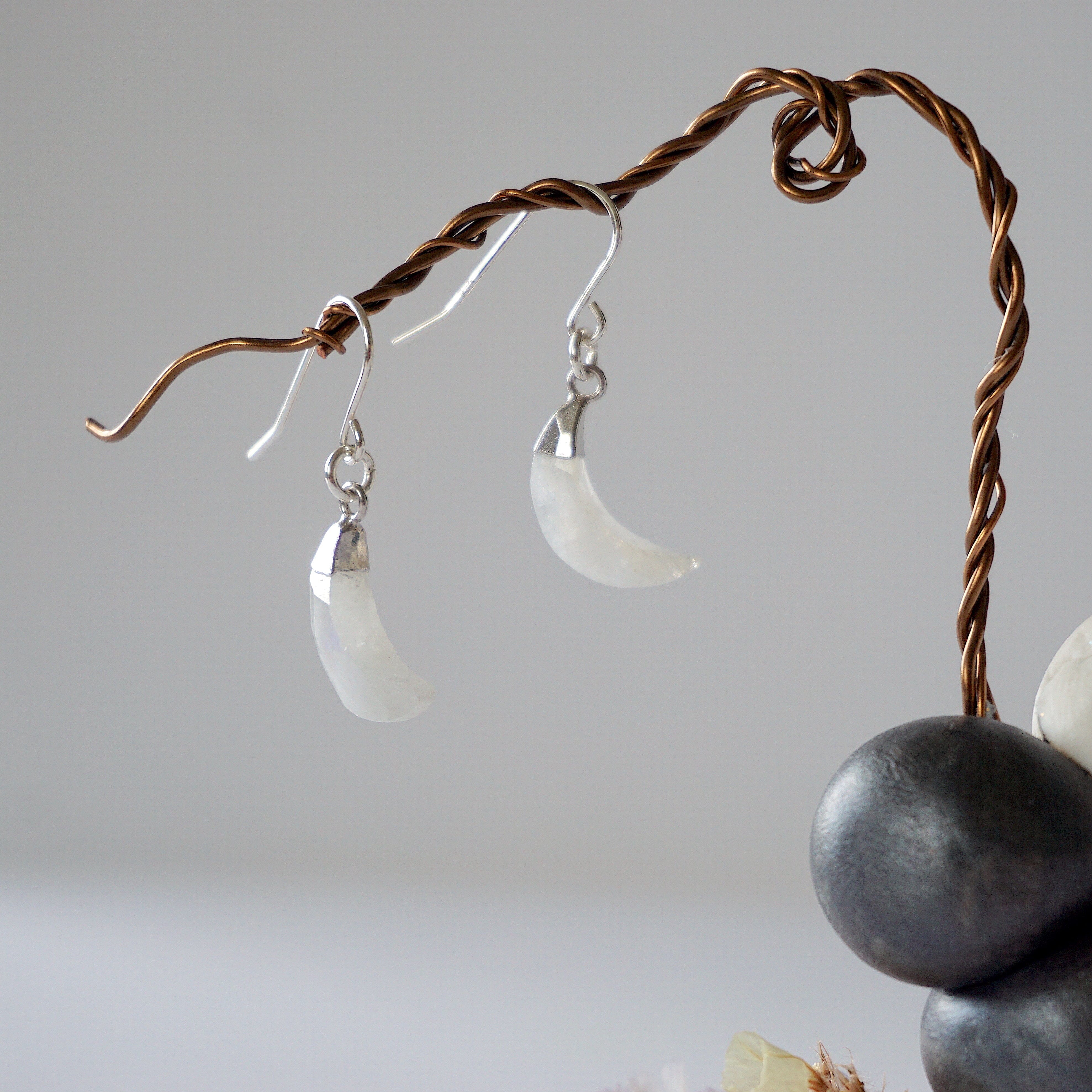 Rainbow Moonstone Drop Earrings - Sterling Silver Dangle Earrings for Women - Elegant Boho Jewelry for Parties, Weddings & Everyday Wear