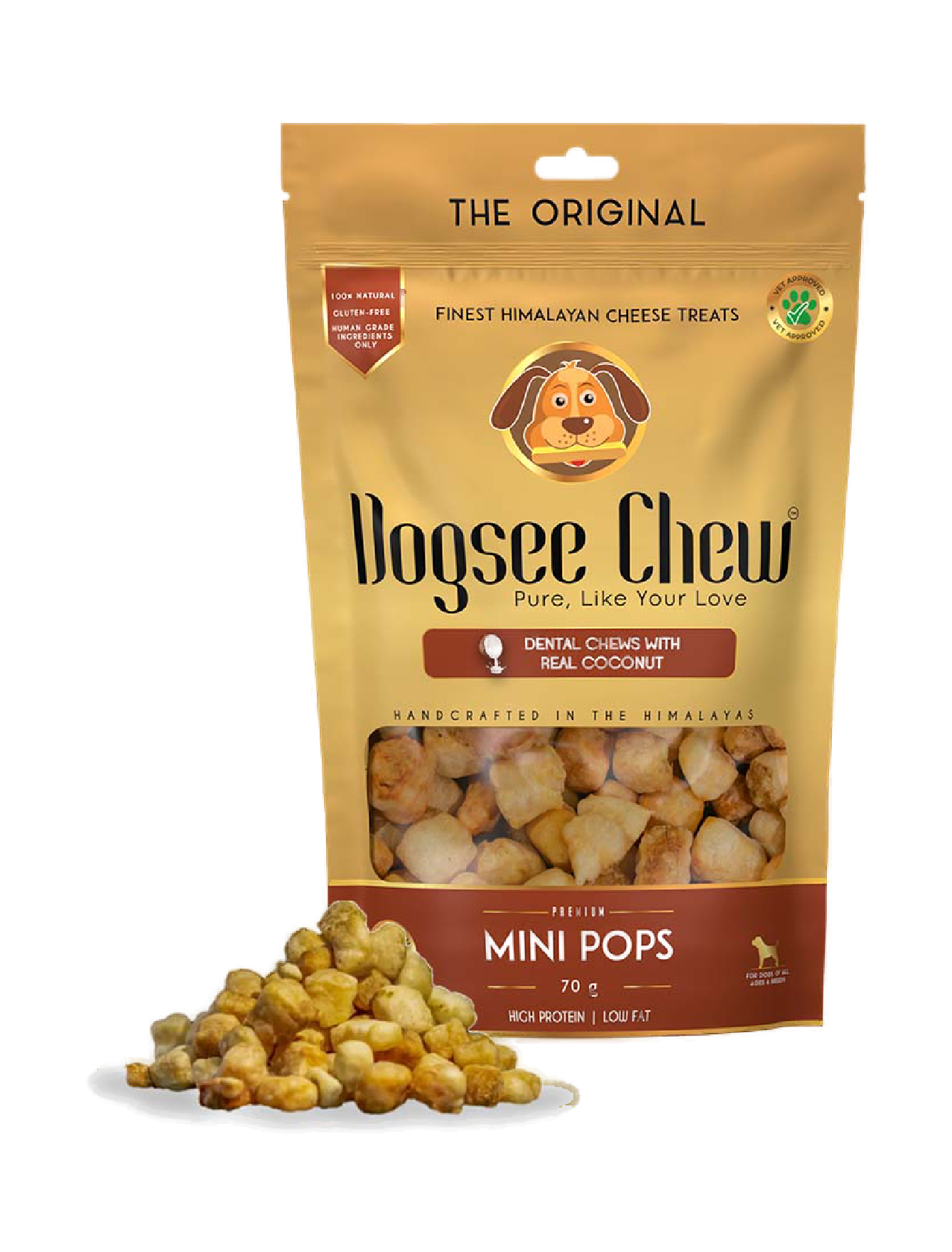 Organic Dogsee Chew Mini Pops - Himalayan Cheese & Coconut Dog Treats 70g | Healthy Natural Snacks for Small & Medium Dogs | Perfect for Training, Rewards & Dental Health