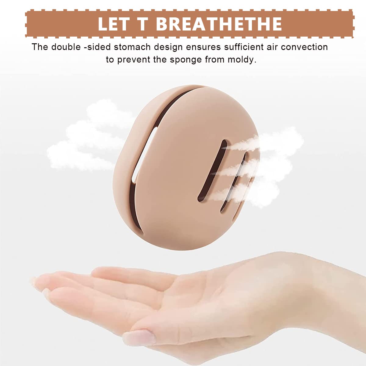 MAYCREATE® Silicone Makeup Sponge Holder Case - Breathable Beauty Blender Storage Container for Travel & Home - Cute Cosmetic Organizer (Khaki) | Perfect for Travel, Gym & Daily Makeup Organization