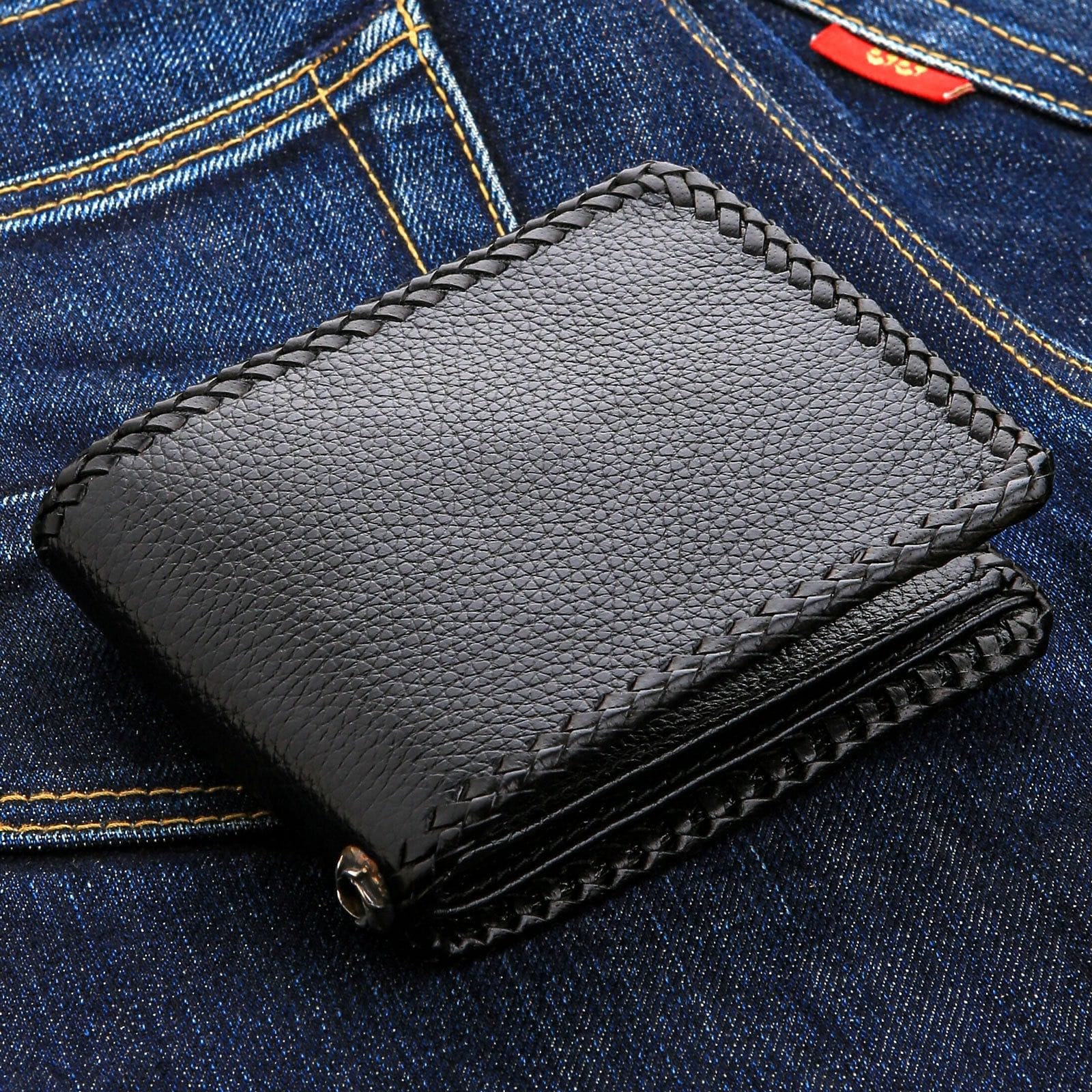 Genuine Exotic Blue Stingray Leather Biker Wallet for Men - Stylish Cross Design, RFID Protection - Perfect for Motorcycle Riders & Everyday Use