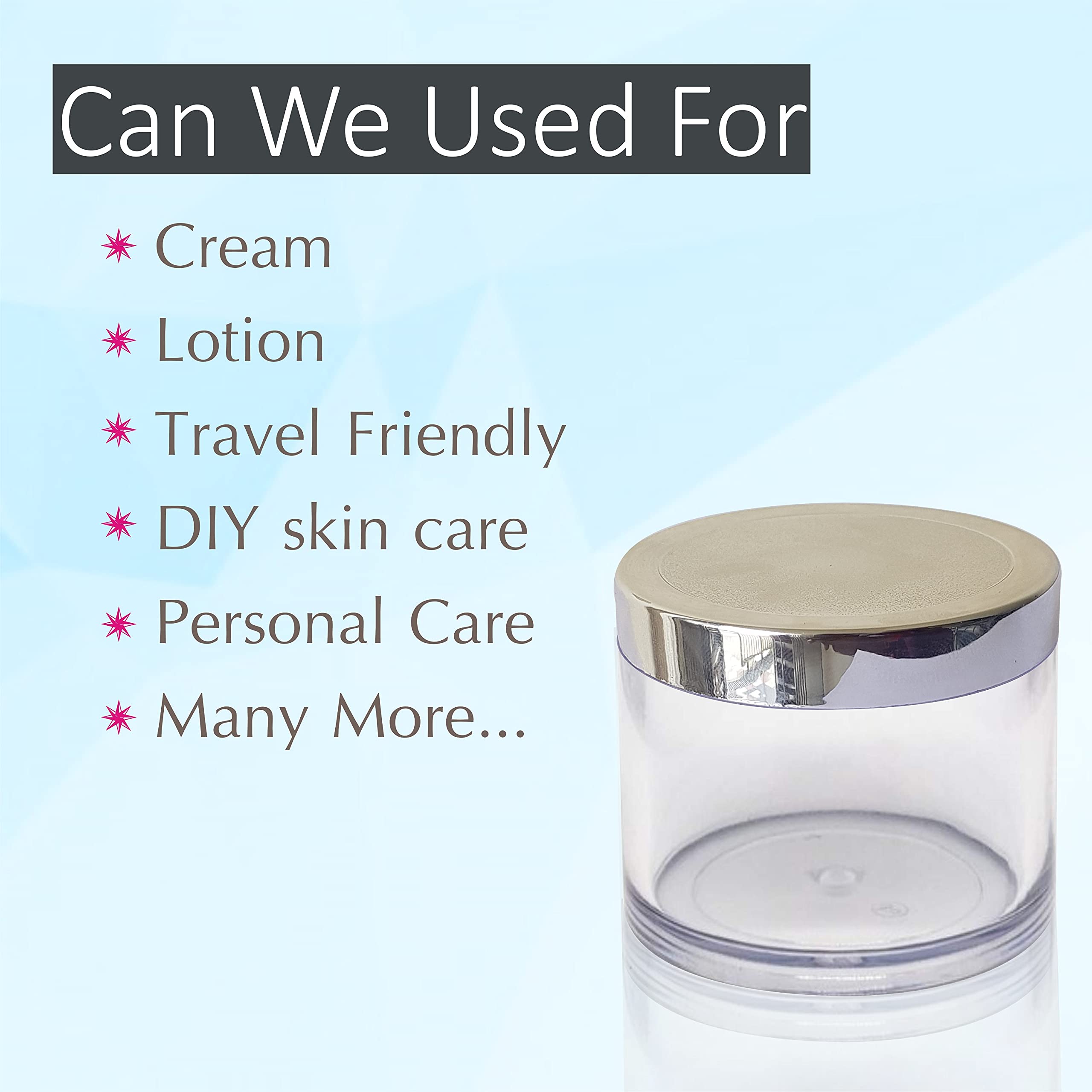 Zenvista 100g Empty Acrylic Jars with Silver Lids - 3-Pack Clear Cosmetic Containers for Lip Balm, Creams & DIY Beauty Products - Perfect for Home Organizing & Small Business Packaging