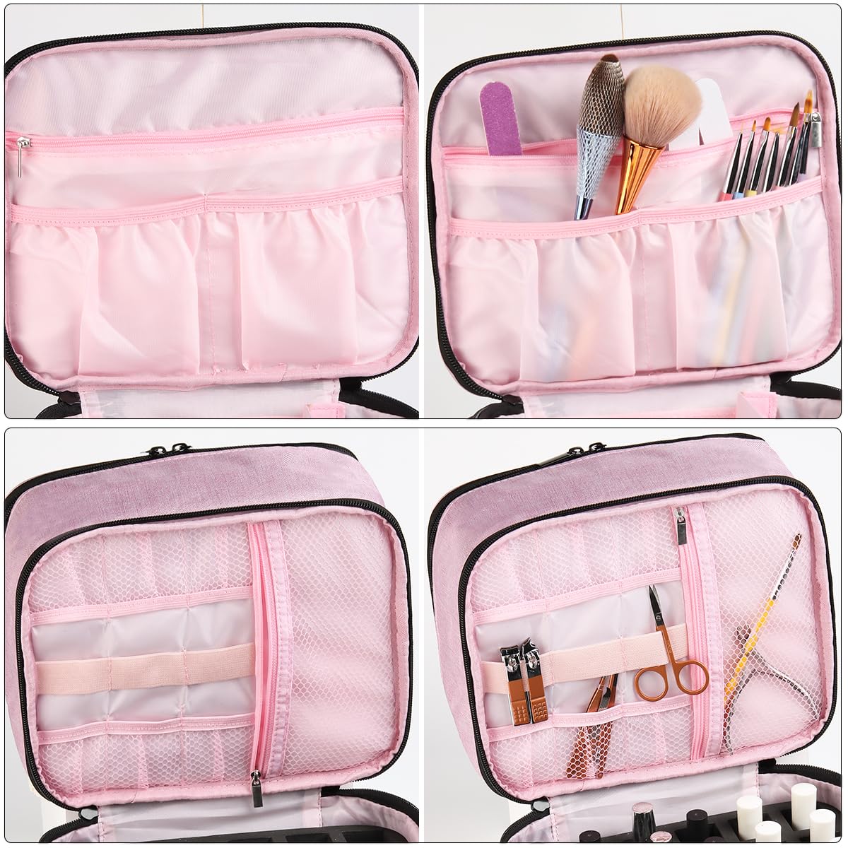 30 Bottle Nail Polish Organizer Case with UV Lamp Dryer - Professional Manicure Storage Bag for 15ml (0.5oz) Polish Bottles - Perfect for Salon, Travel & Home Nail Care Organization