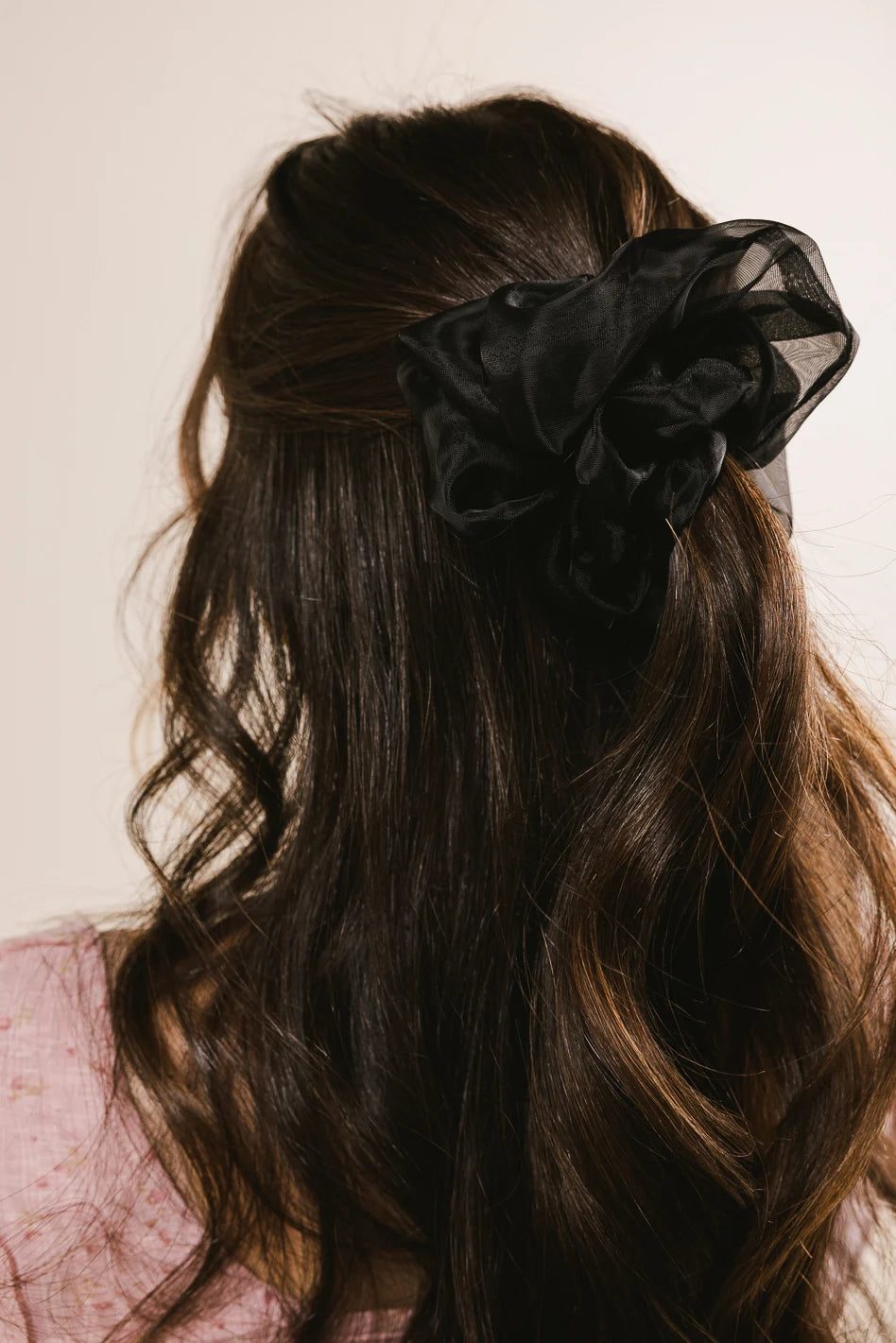 Black Organza Oversized Scrunchie Hair Tie - Elegant & Soft Hair Accessory for Women, Girls, Parties, Weddings & Everyday Wear