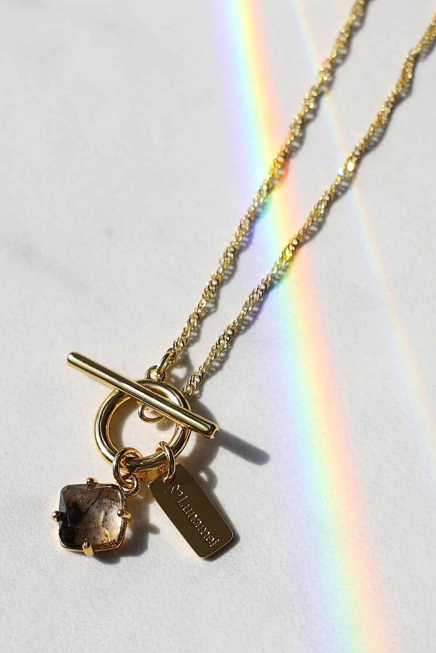 18K Gold Plated Herkimer Quartz Pendant Necklace for Women - Elegant Crystal Jewelry Gift for Birthday, Anniversary & Special Occasions