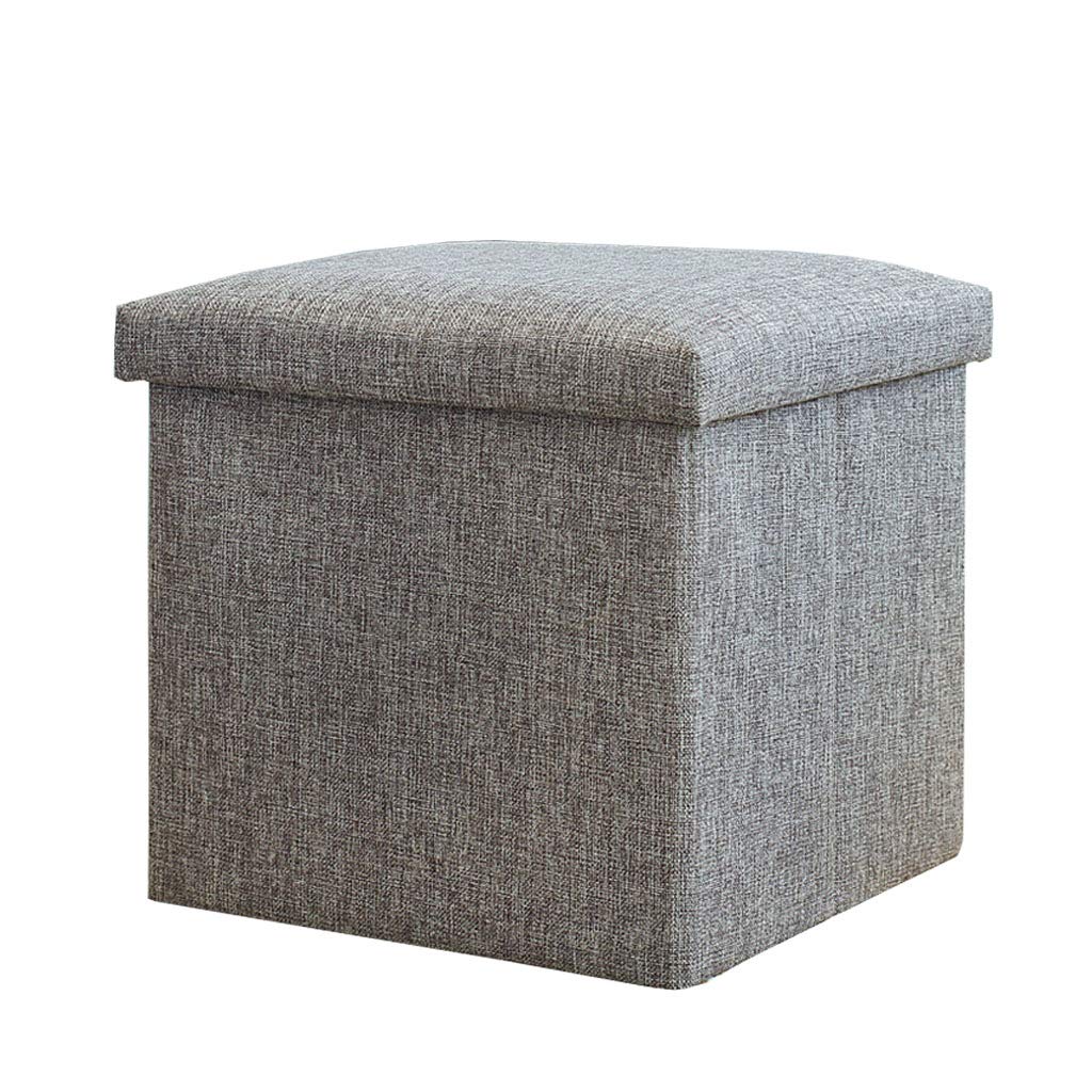 DYPXG Foldable Storage Ottoman Cube - Multifunctional Footrest Stool, Coffee Table with High Elastic Sponge & Linen Fabric - Perfect for Living Room, Bedroom & Nursery (Gray/Green)