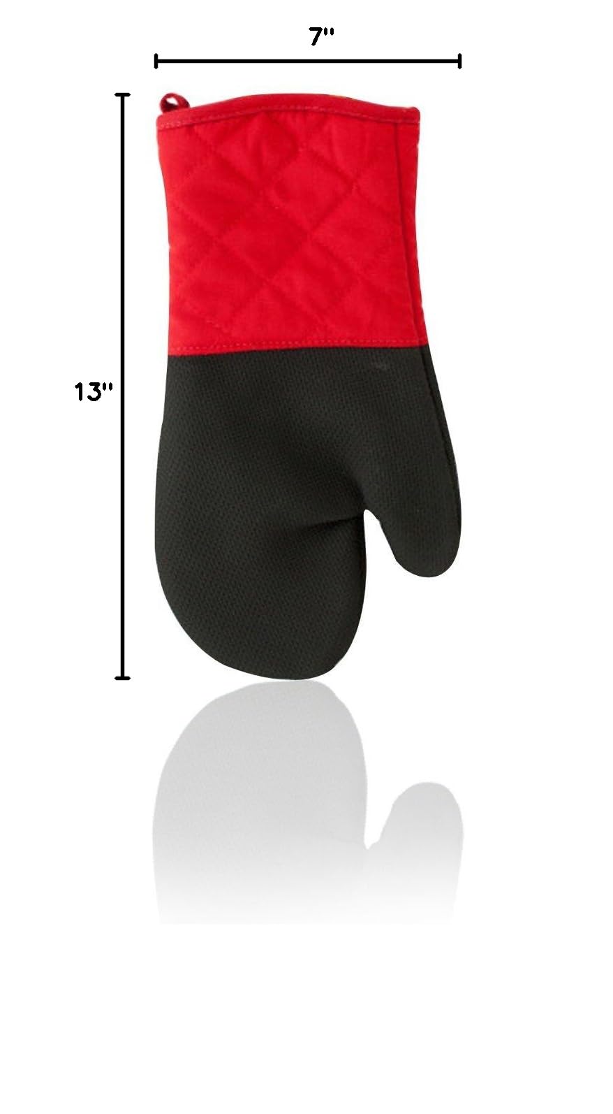 Heat Resistant Oven Mitt for Left or Right Hand - Red with Black Neoprene Coating - More Flexible Than Silicone - Perfect for Baking, Grilling & Kitchen Safety