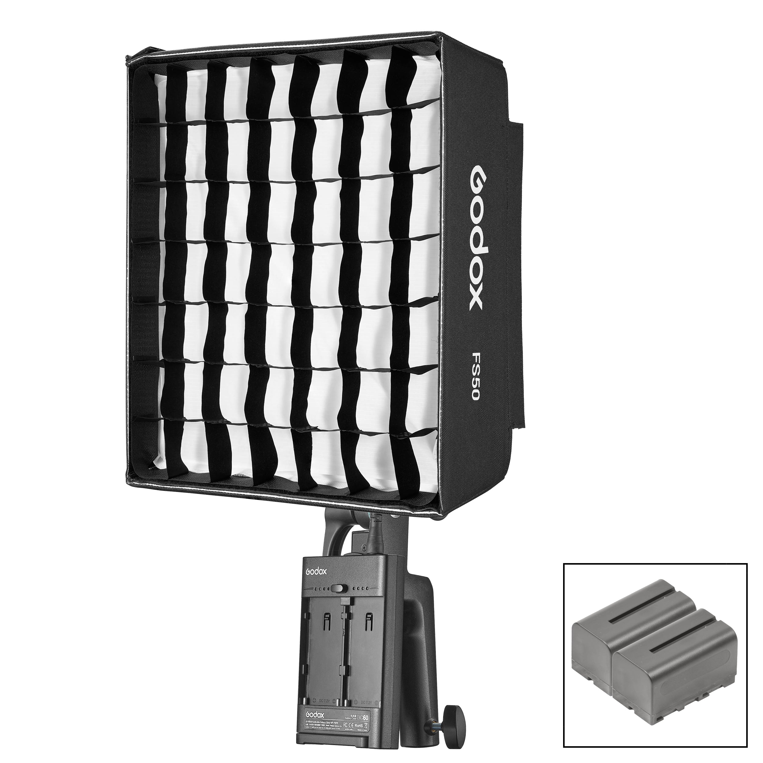 Godox FH50BI 1x1 Foot Bi-Color LED Light with Battery Power & Softbox Kit - Perfect for YouTube Videos, Photography, and Studio Lighting