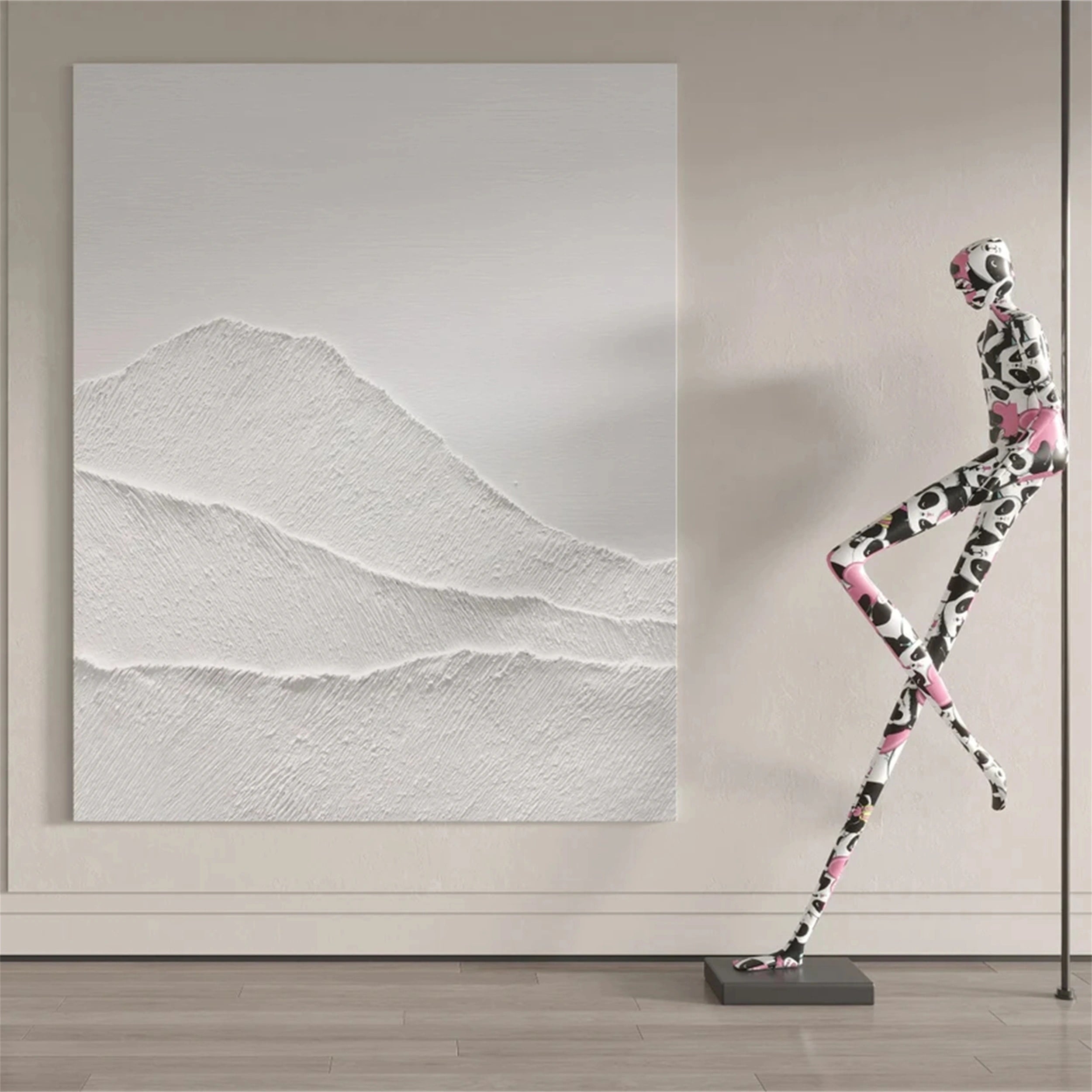 White Minimalist Textured Painting Canvas #MM160 - Premium Abstract Wall Art for Modern Home & Office Decor