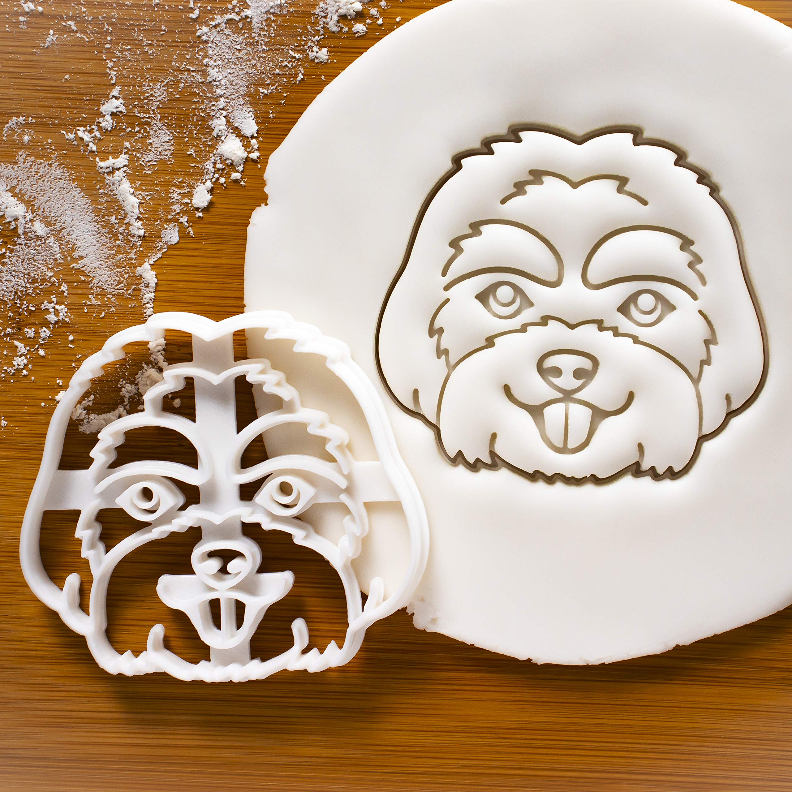 Set of 2 Stainless Steel Maltese Dog Cookie Cutters - Face & Body Shapes for Baking Biscuits, DIY Dog Treats, and Pet-Themed Parties | Bakerlogy