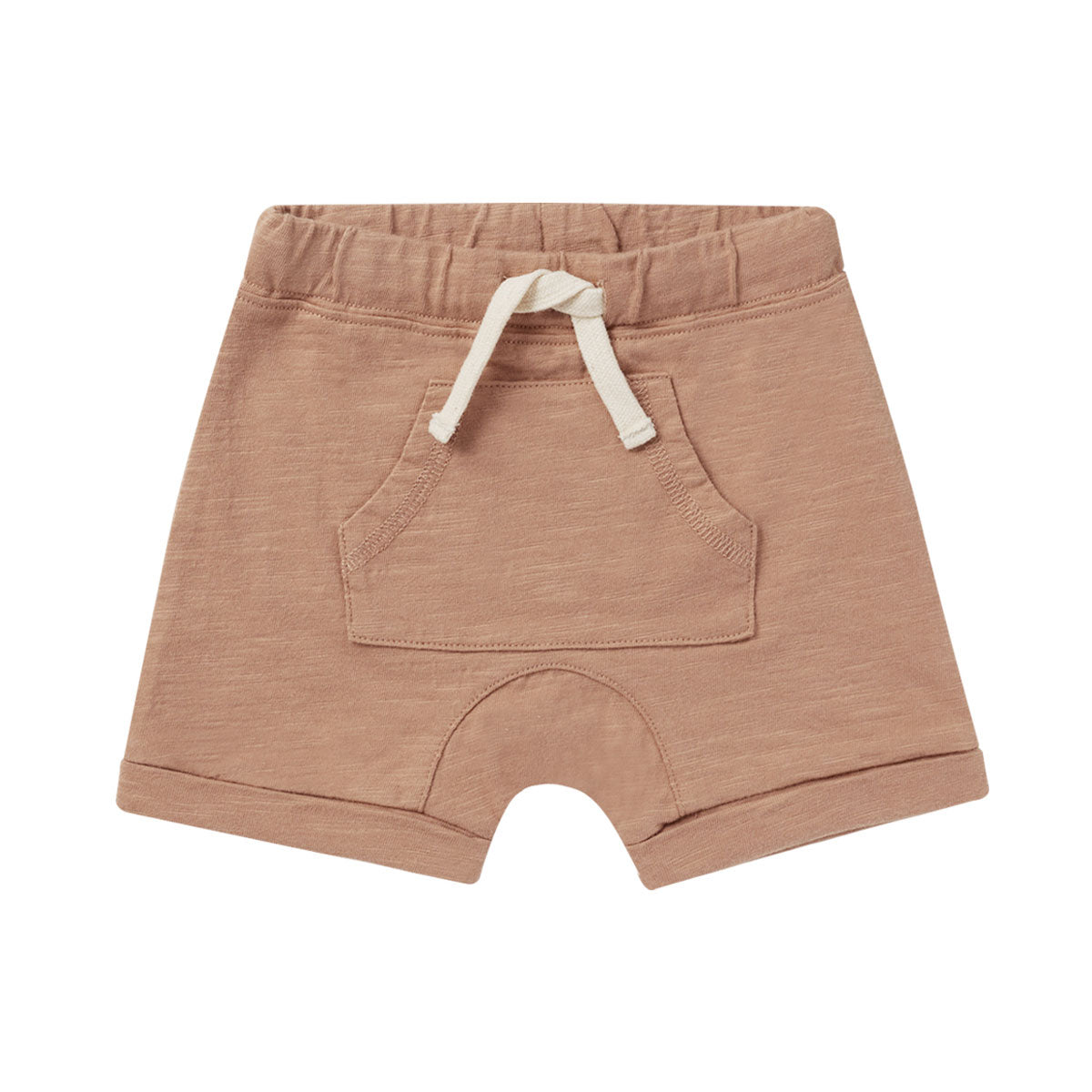 Men's Casual Front Pouch Shorts in Clay Color - Comfortable Elastic Waist Athletic Shorts for Running, Gym, and Lounge Wear - FINAL SALE