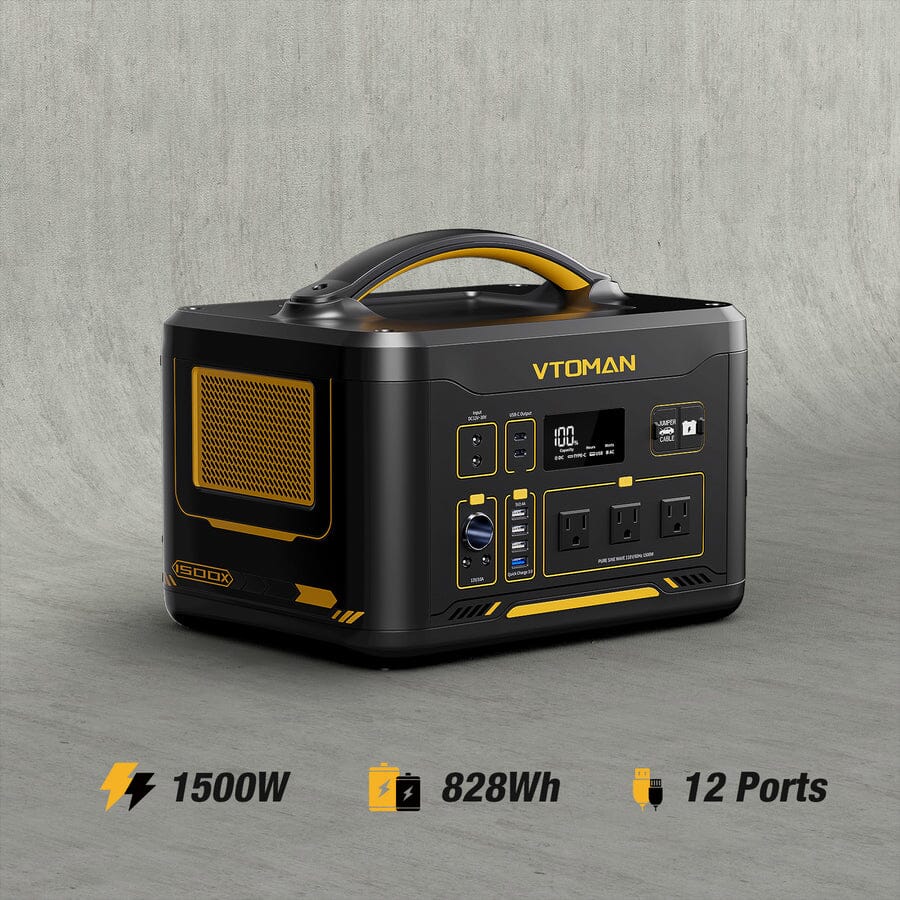 VTOMAN Jump 1500X 1500W Portable Power Station with 828Wh Capacity - Solar Generator for Camping, RV Trips, Home Backup & Outdoor Adventures