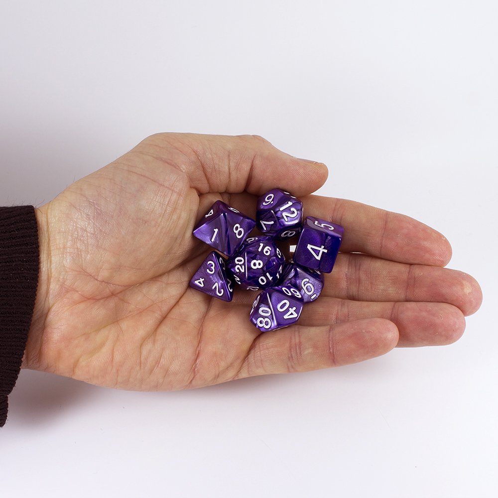 Pearl Effect Purple RPG Dice Set - 7-Piece Polyhedral Dice for Dungeons & Dragons, Pathfinder & Tabletop RPG Gaming - Perfect for D&D Players, Collectors & Role-Playing Game Enthusiasts