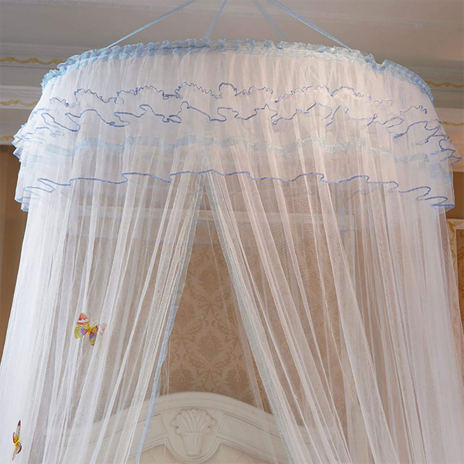 Breathable Round Lace Princess Bed Canopy for Kids & Baby - 360° Foldable Bed Tent with Netting, White Nursery Decor for Girls' Room & Home Decoration | Perfect for Bedtime, Playtime & Dreamy Room Makeovers