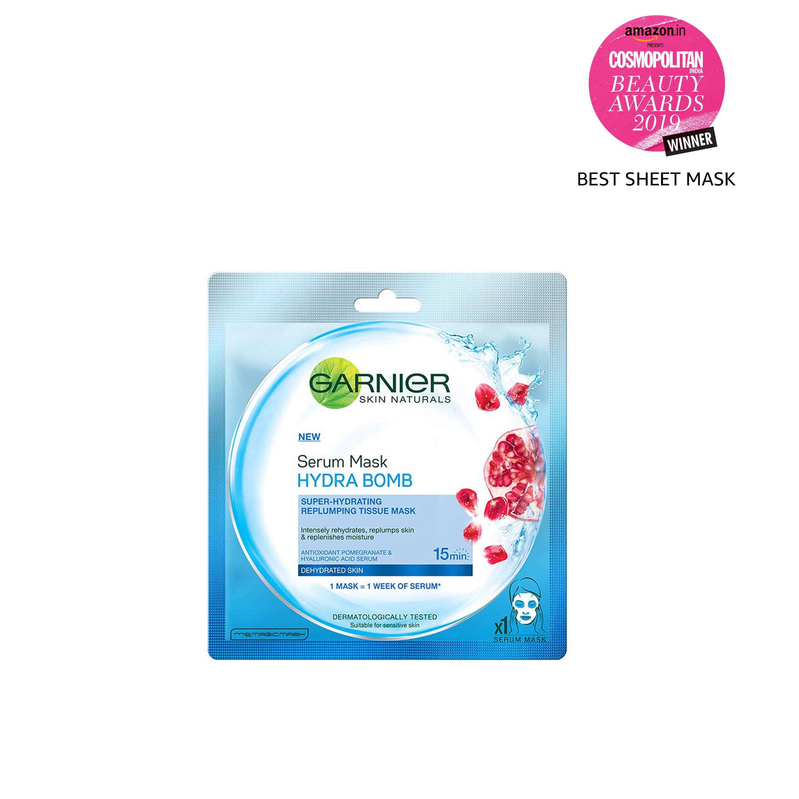 Garnier Skin Naturals Green Tea & Hydra Bomb Face Serum Sheet Mask Set - 32g Each (Green Tea & Hyaluronic Acid) for Hydration & Brightening | At-Home Spa & Self-Care Skincare Routine