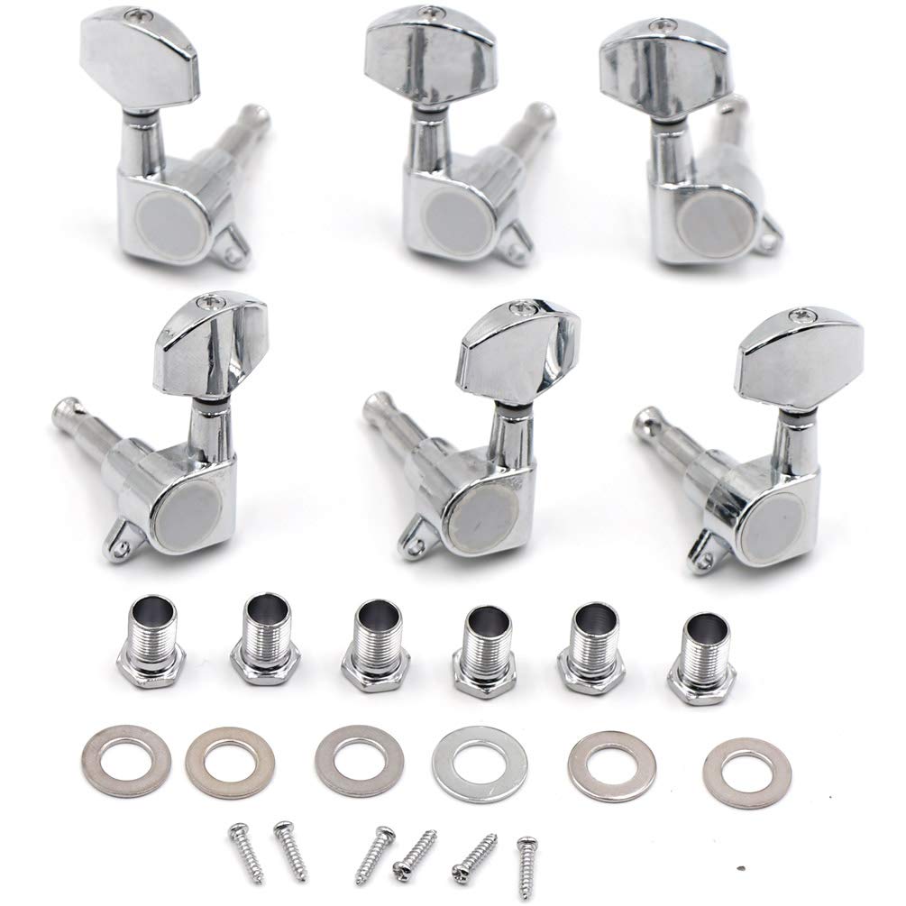Premium Guitar Machine Heads - 3L3R Chrome Tuning Pegs for Electric & Acoustic Guitars | High-Precision Tuners for Smooth String Adjustments | Perfect for Stage Performances, Studio Recording & Home Practice