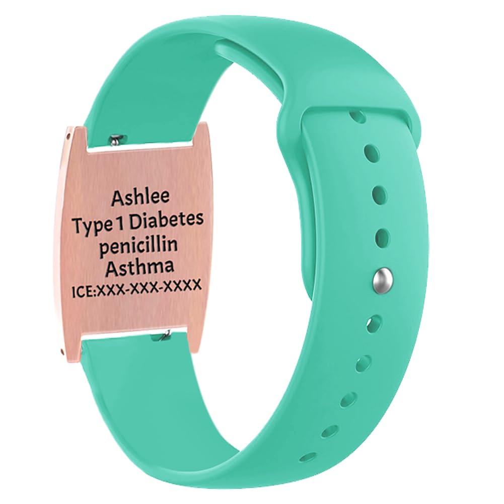 Personalized Rose Gold Medical Alert ID Bracelet for Women - Adjustable 6