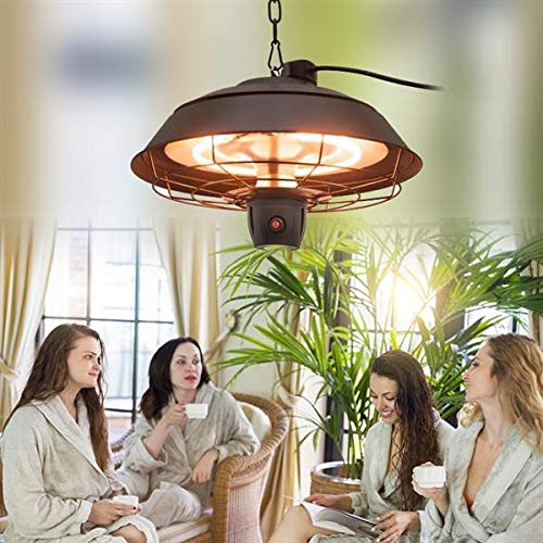 Electric Patio Heater with LED Light - Outdoor Ceiling Heater for Courtyard, Garage & Balcony - Energy Efficient Black Space Heater - Perfect for Christmas Gifts & Year-Round Outdoor Comfort