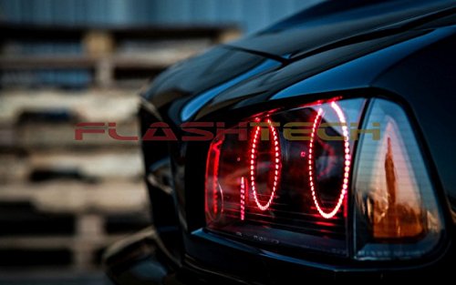 Flashtech Bright Red LED Halo Ring Headlight and Fog Light Kit for 2005-2010 Dodge Charger - High Visibility Daytime Running Lights & Night Driving Safety - Perfect for Car Enthusiasts and Custom Builds
