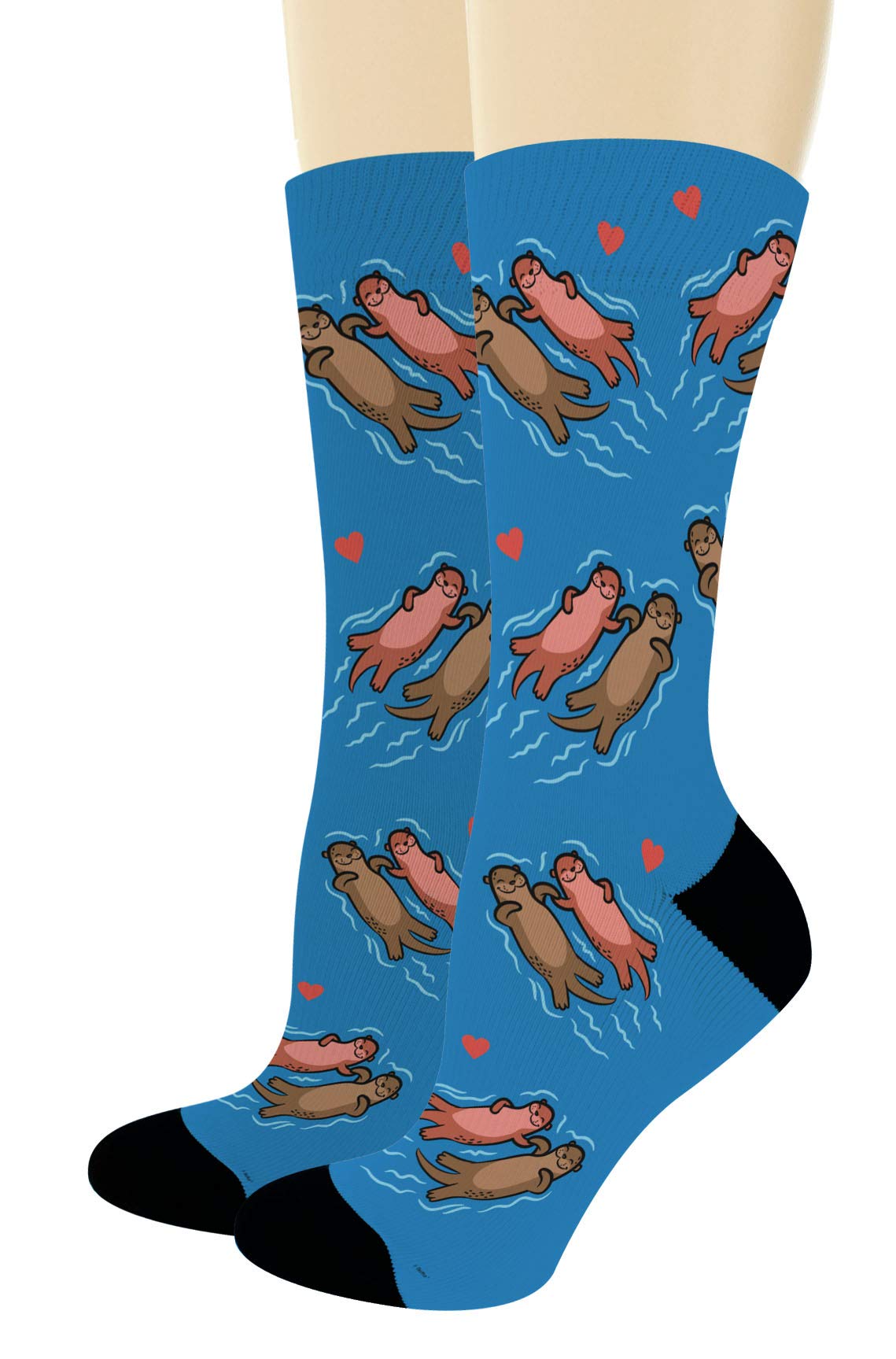 Funny Otter Socks for Couples - Cute Animal Novelty Crew Socks - Perfect Gift for Otter Lovers & Best Friend Gifts - Great for Date Nights, Matching Couple Outfits & Birthday Presents