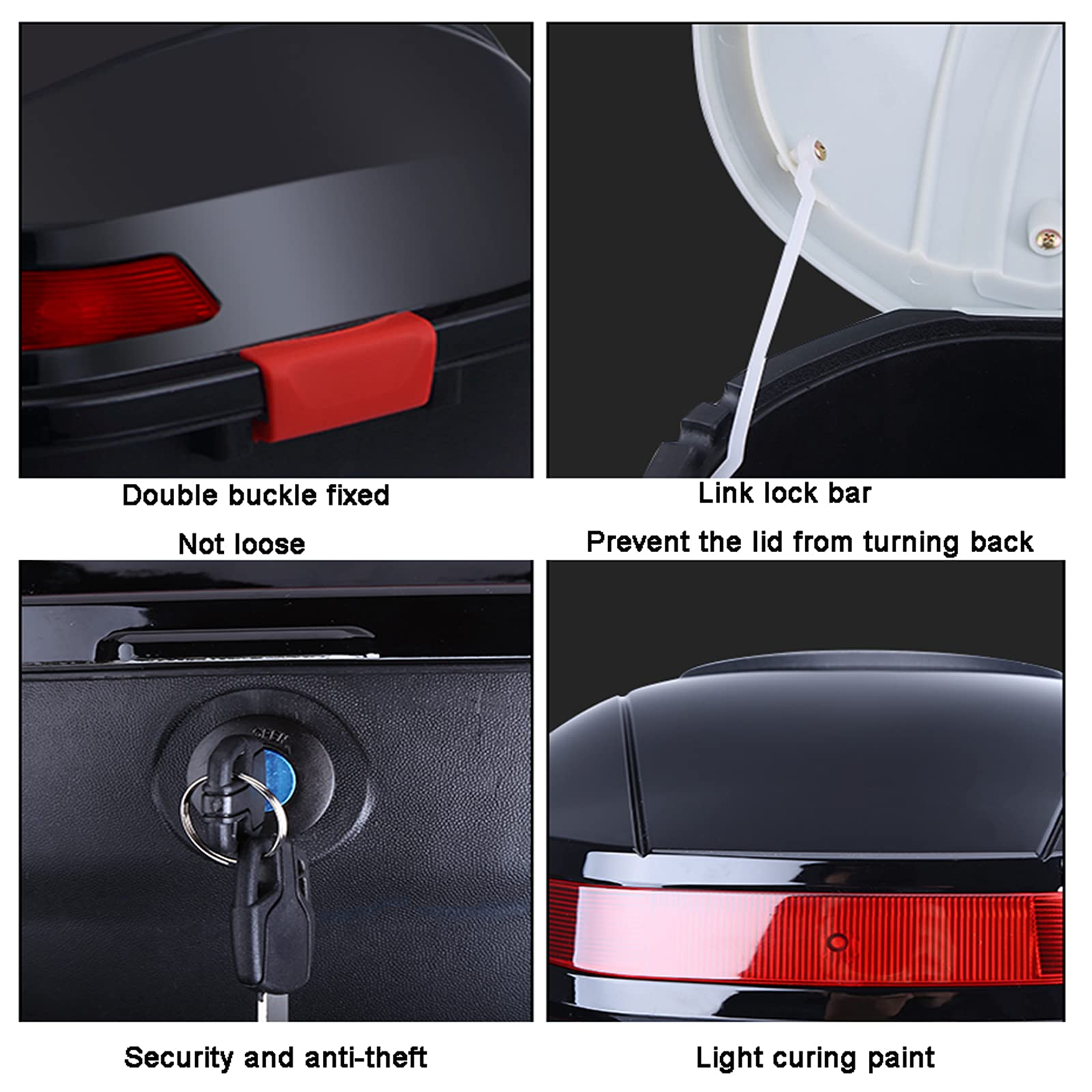 Motorcycle Trunk Box - Matte Black Storage Case for Scooter & Bike - Outdoor Riding Accessory