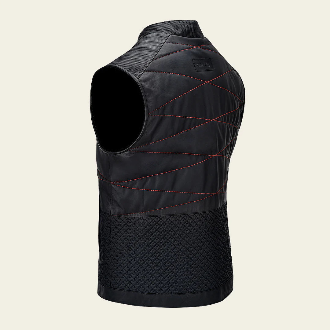 H354BOB Men's Black Casual Fashion Lambskin Vest Shirt - Stylish Layering Piece for Fall & Winter Outfits, Perfect for Parties, Work & Everyday Wear