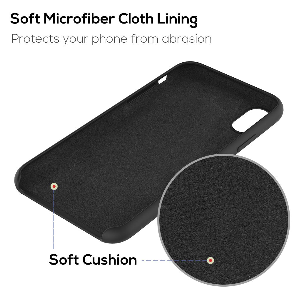 Premium Liquid Silicone Gel Rubber Case for Apple iPhone XS/X/10 - Slim Shockproof Protective Cover with Soft Microfiber Lining (Black) | Perfect for Everyday Use, Travel & Outdoor Activities