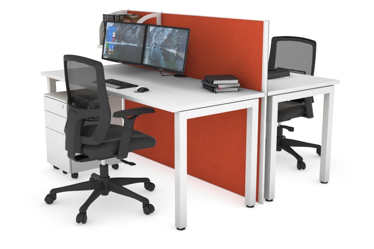 Horizon Quadro 2-Person Office Workstation Bench with Square Legs - 1600L x 700W - Perfect for Collaborative Workspaces, Home Offices & Conference Rooms