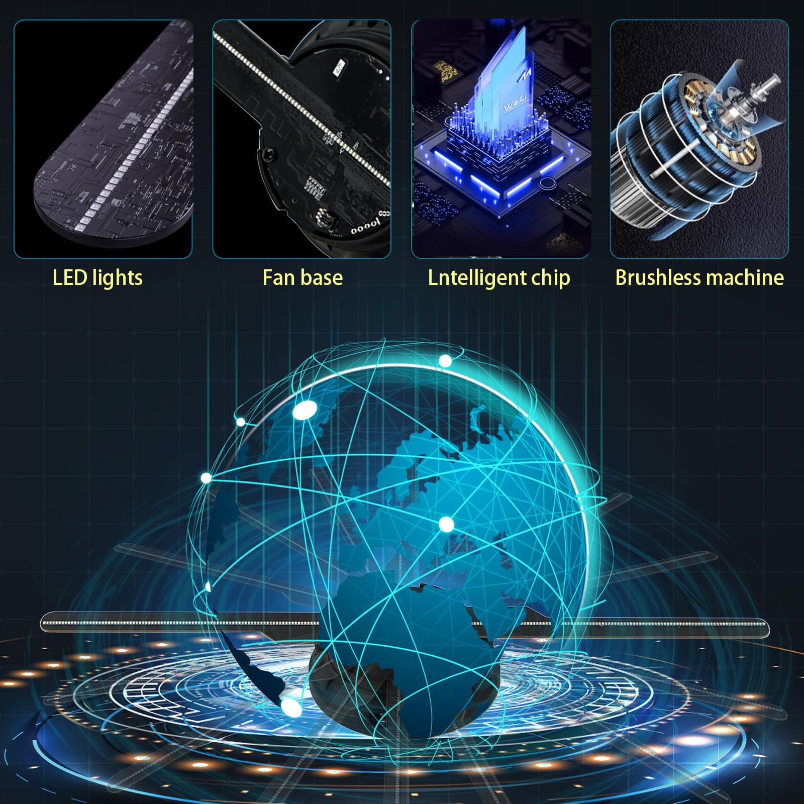 18.9-Inch 3D Hologram Fan Display Projector with WiFi & Bluetooth - HD LED Holographic Fan with 700 Videos & Remote Control - Perfect for Halloween Decorations, Party Displays, Advertising & Retail Visuals (48CM)