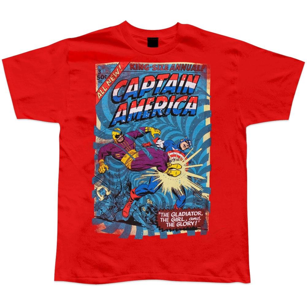 Captain America Men's King Size Soft Red T-Shirt | Superhero Graphic Tee for Casual Wear & Marvel Fan Gifts