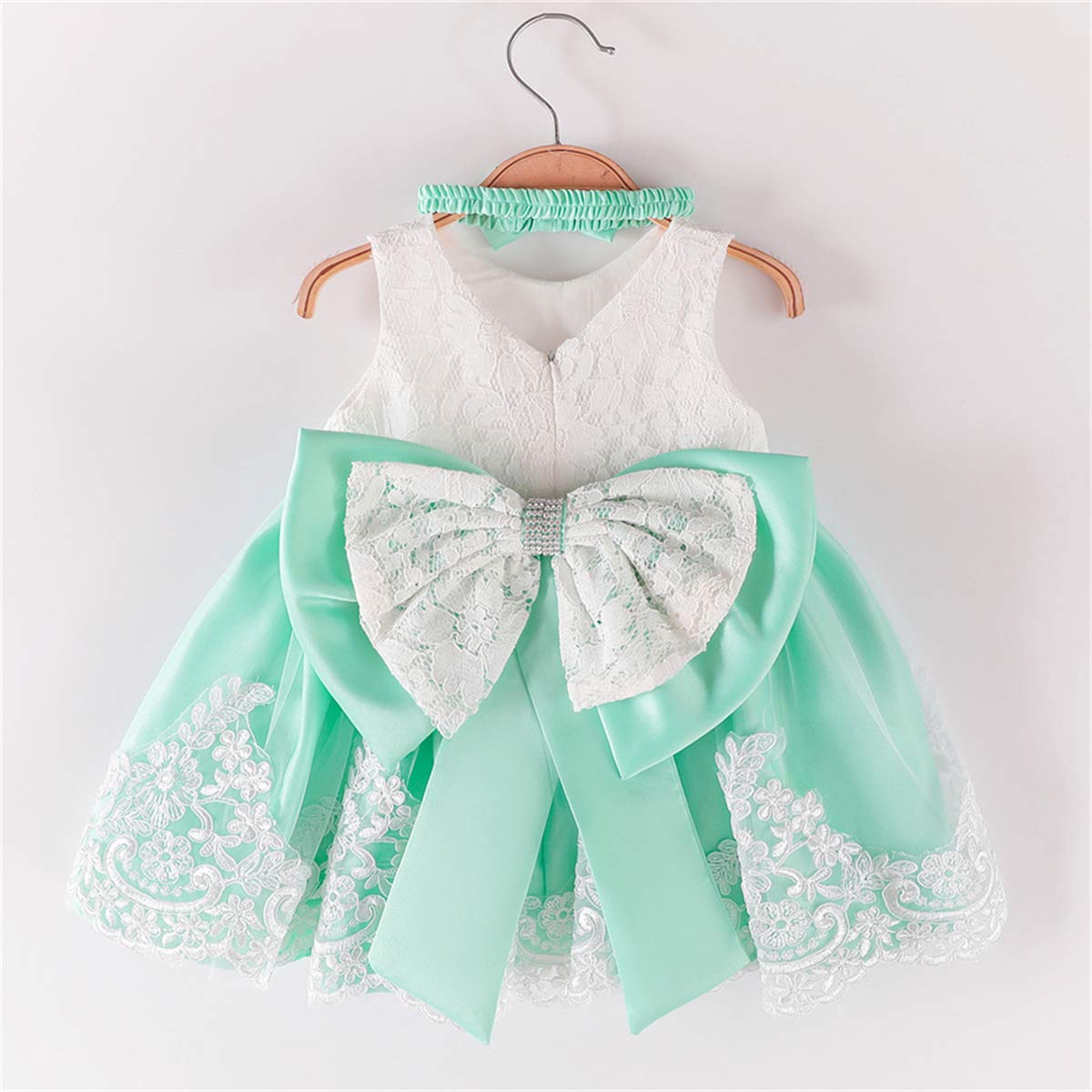 KISSOURBABY Toddler Baptism Dress for Baby Girls - Embroidered Christening Gown with Matching Headband | Perfect for Special Occasions, Church Ceremonies & First Birthday Celebrations
