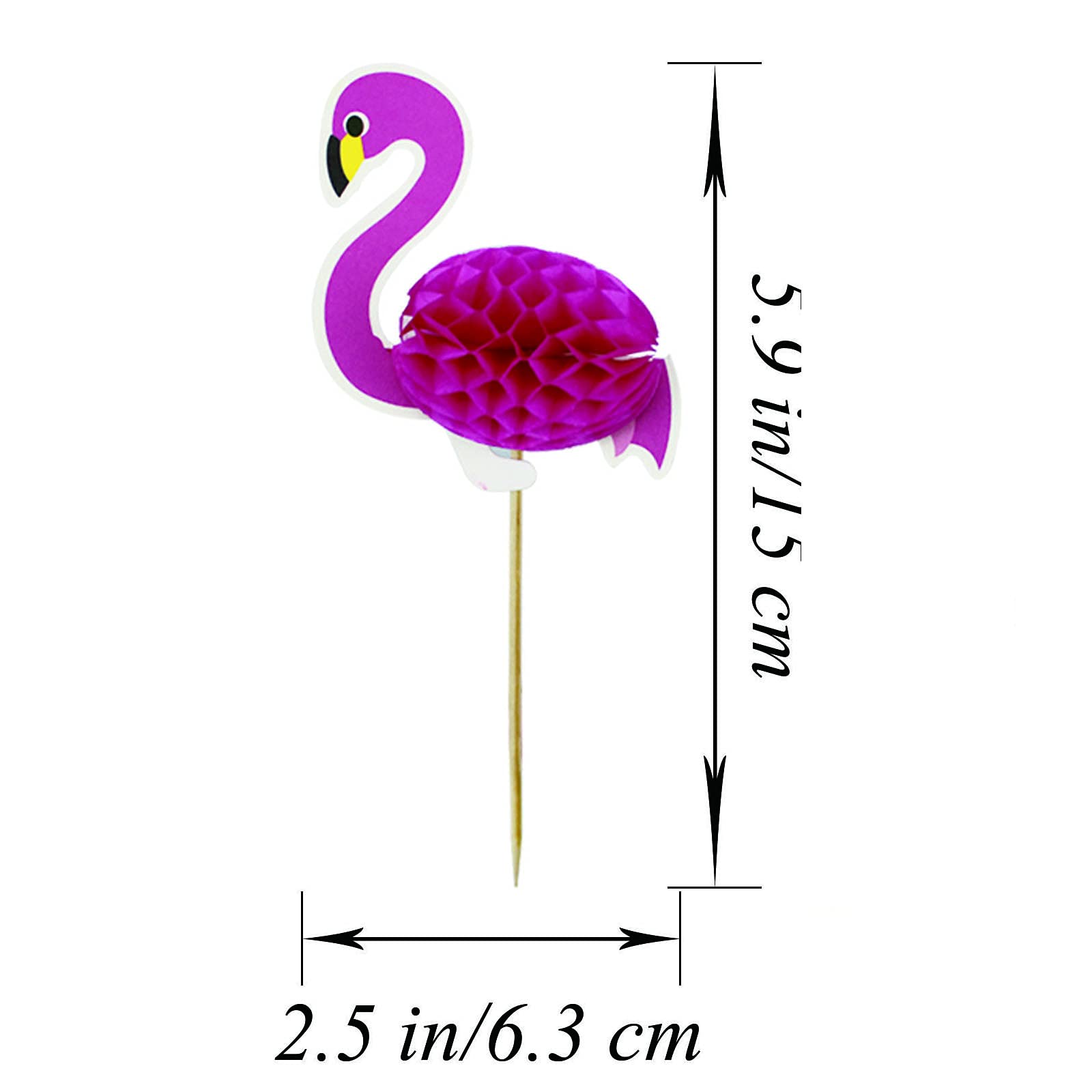 60 Pieces Tropical Cupcake Toppers - 3D Flamingo & Pineapple Decorations for Hawaiian Themed Birthday Parties, Baby Showers & Summer Beach Weddings