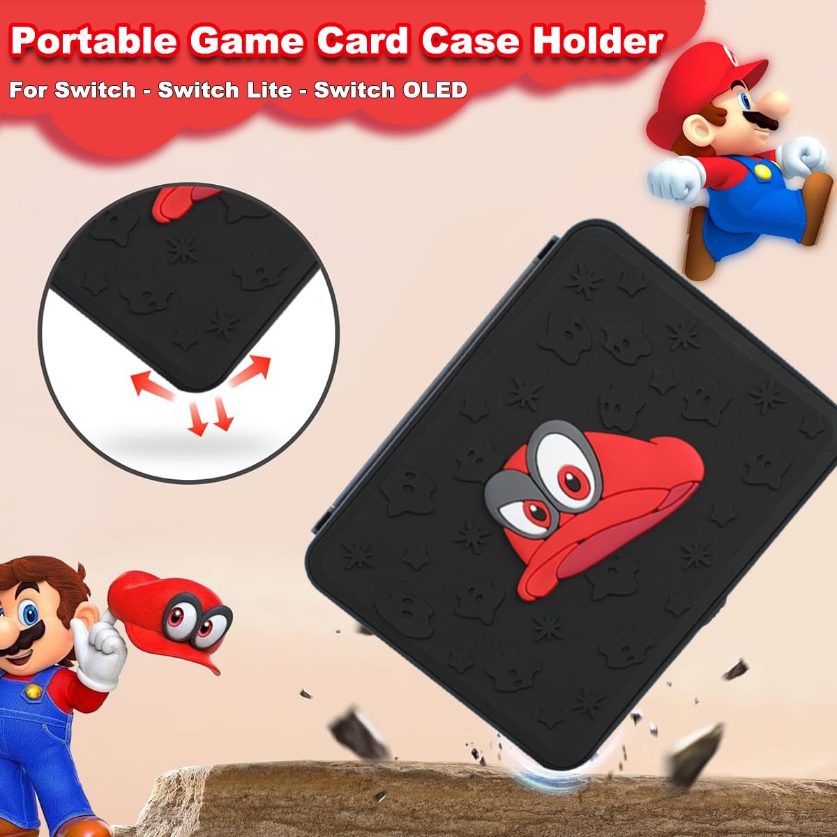 **Nintendo Switch Game Case for Switch/Lite/OLED - 16 Game & 16 Micro SD Card Slots - Durable Hard Shell Storage Box (Black) - Perfect for Travel & Gaming On-The-Go**