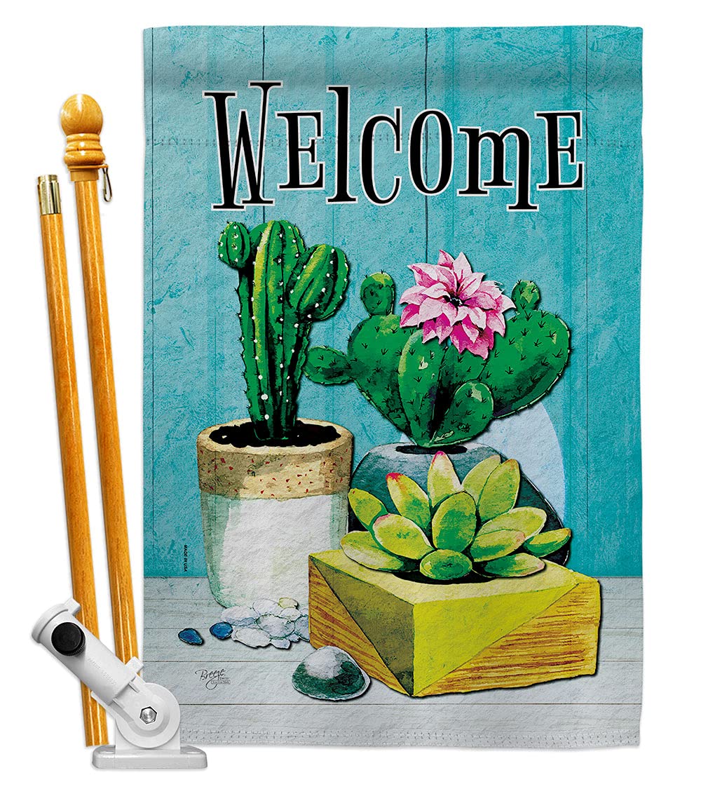 Southwest Cactus Welcome Flag - Double-Sided Desert Decor for Garden & Yard