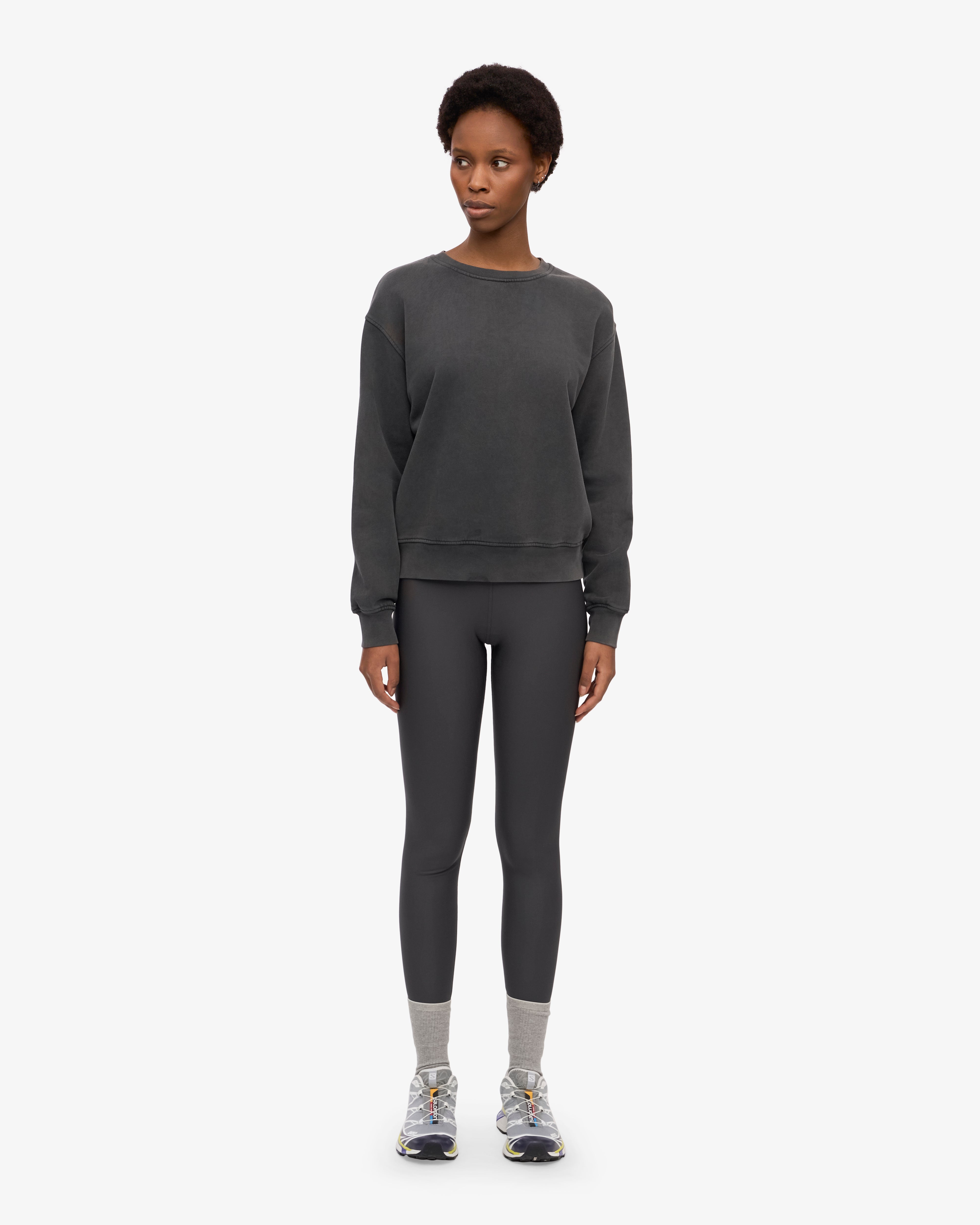 Women's Classic Organic Cotton Crew Neck T-Shirt - Faded Black - Casual Everyday Wear & Layering Essential