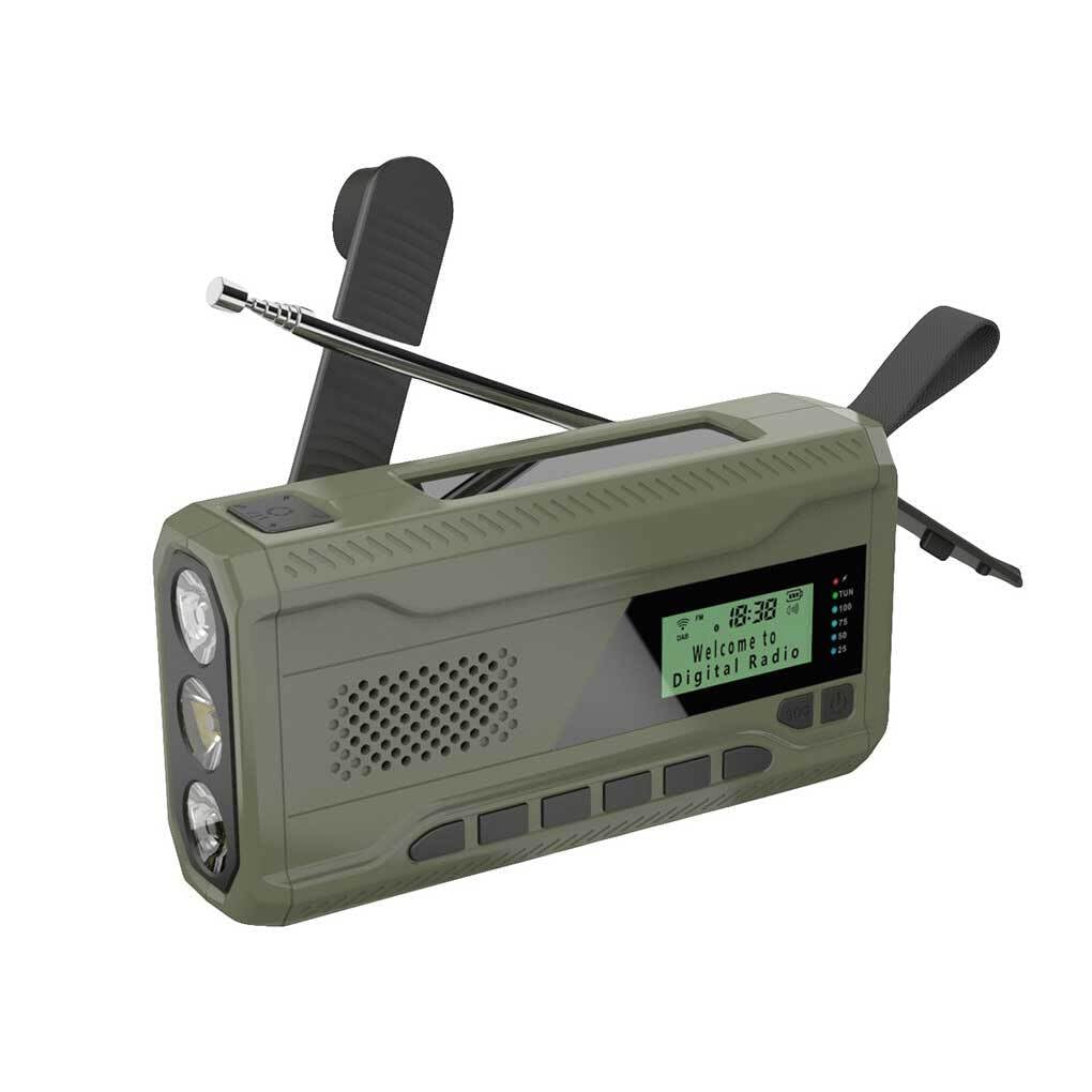 Budiniao Solar Emergency Radio - Hand Crank Power Bank, LCD Display, Weather Alert, Phone Charger & Flashlight for Outdoor Camping, Hiking & Emergency Preparedness